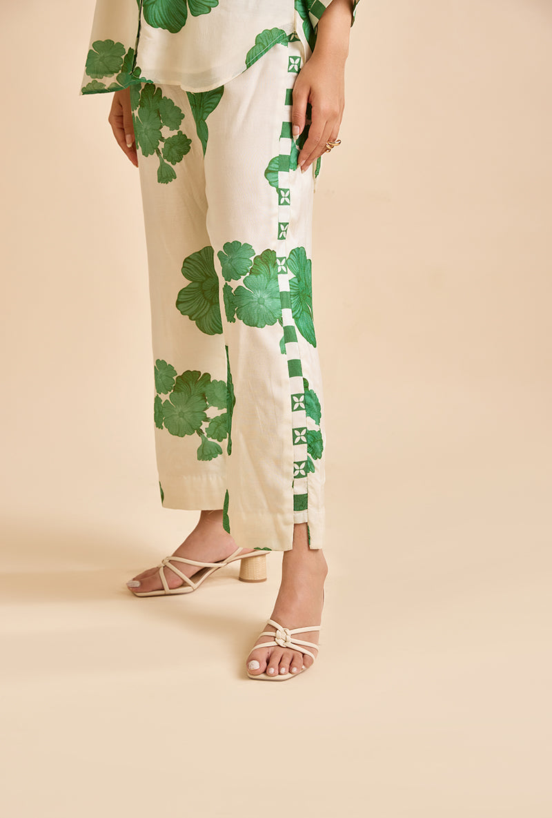 Emerald Green Floral Kace Blossom Co-Ord Set