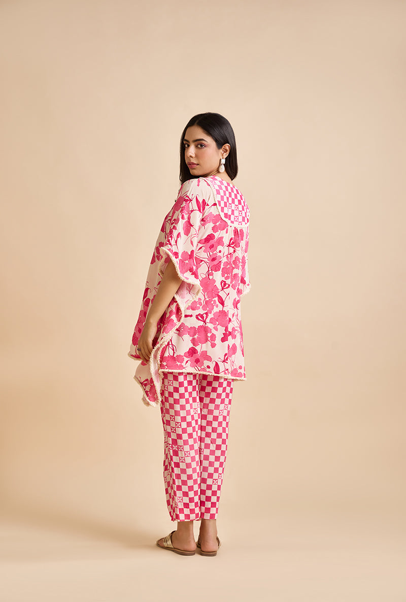 Fuschia Pink Riona Printed Kaftan Blossom Co-Ord Set