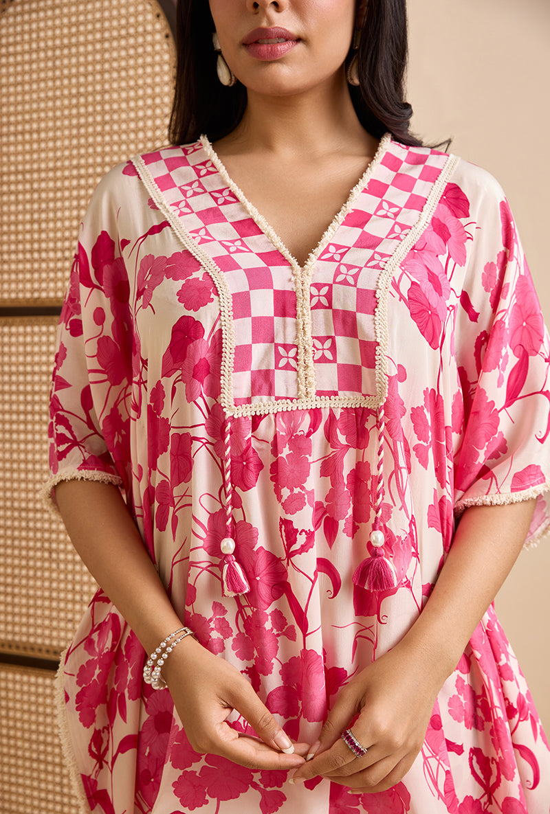 Fuschia Pink Riona Printed Kaftan Blossom Co-Ord Set