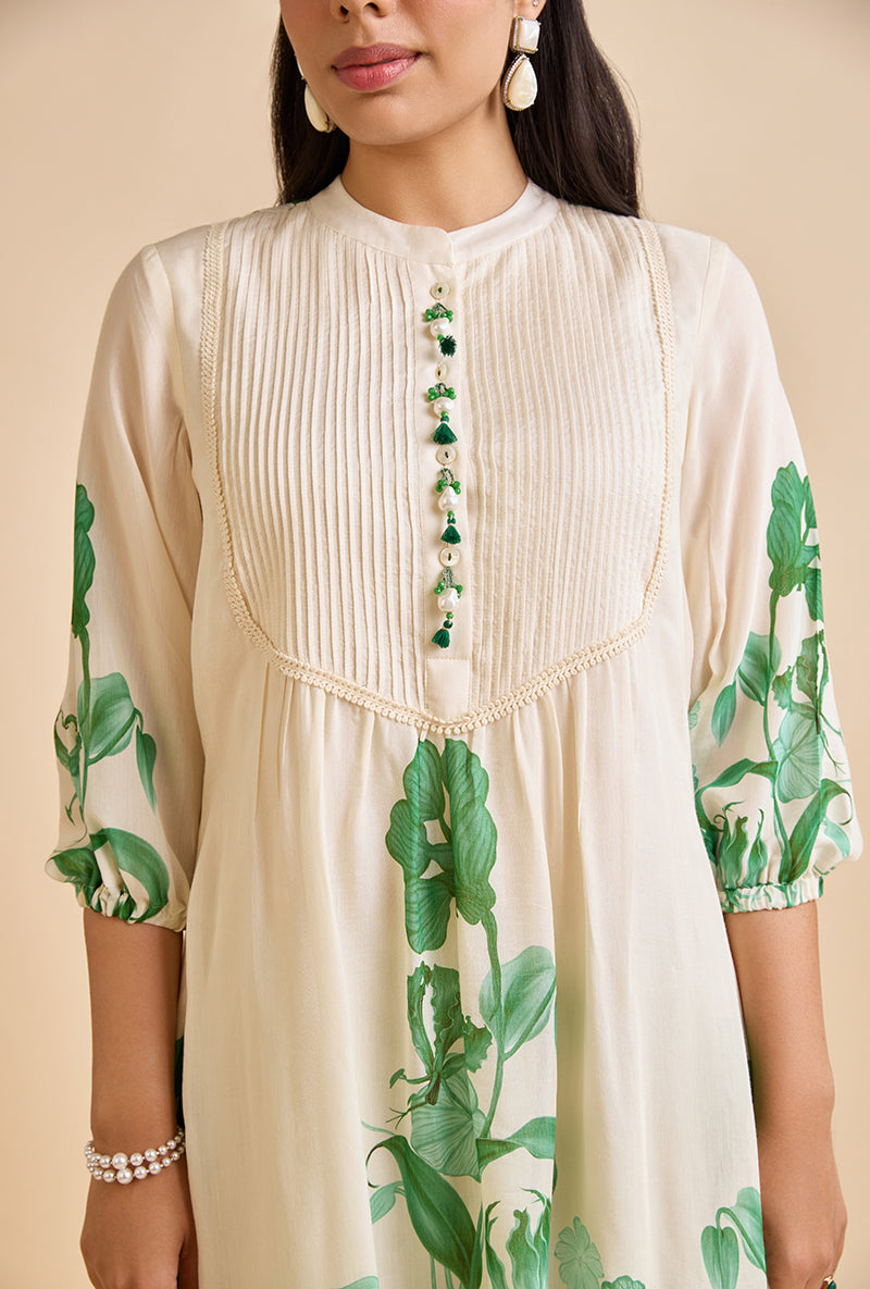 Emerald Green Printed Saren Blossom Kurta Set