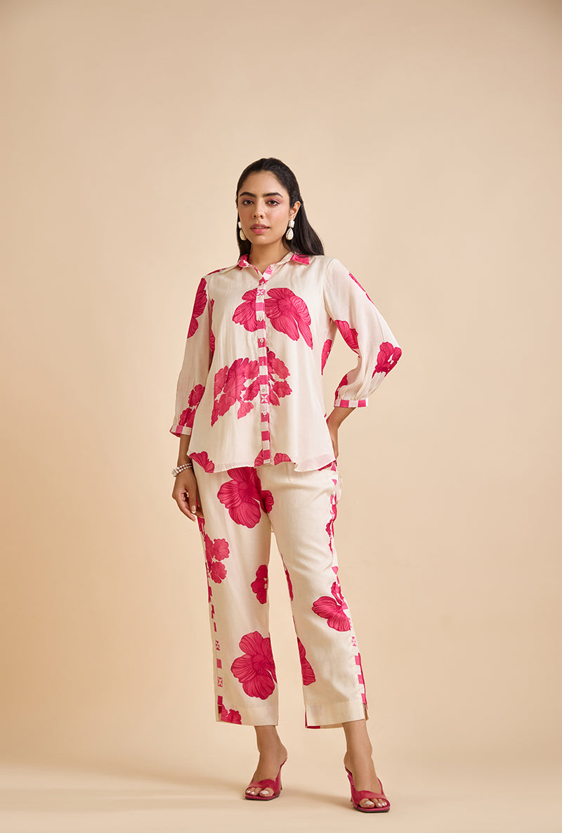 Fuschia Pink Floral Kace Blossom Co-Ord Set