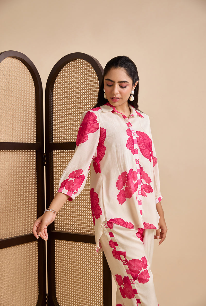 Fuschia Pink Floral Kace Blossom Co-Ord Set