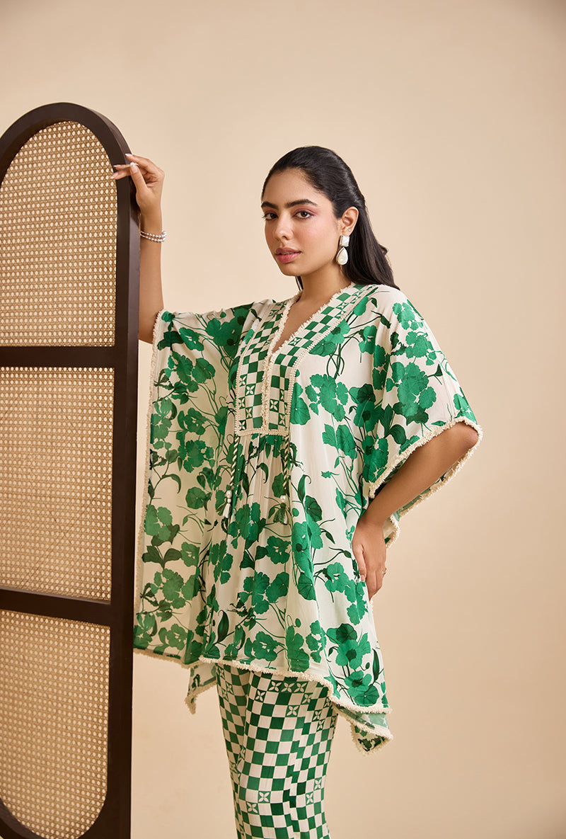 Emerald Green Riona Printed Kaftan Blossom Co-Ord Set
