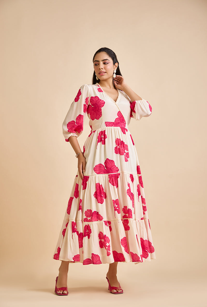 Fuschia Pink Emerine Floral Blossom Dress