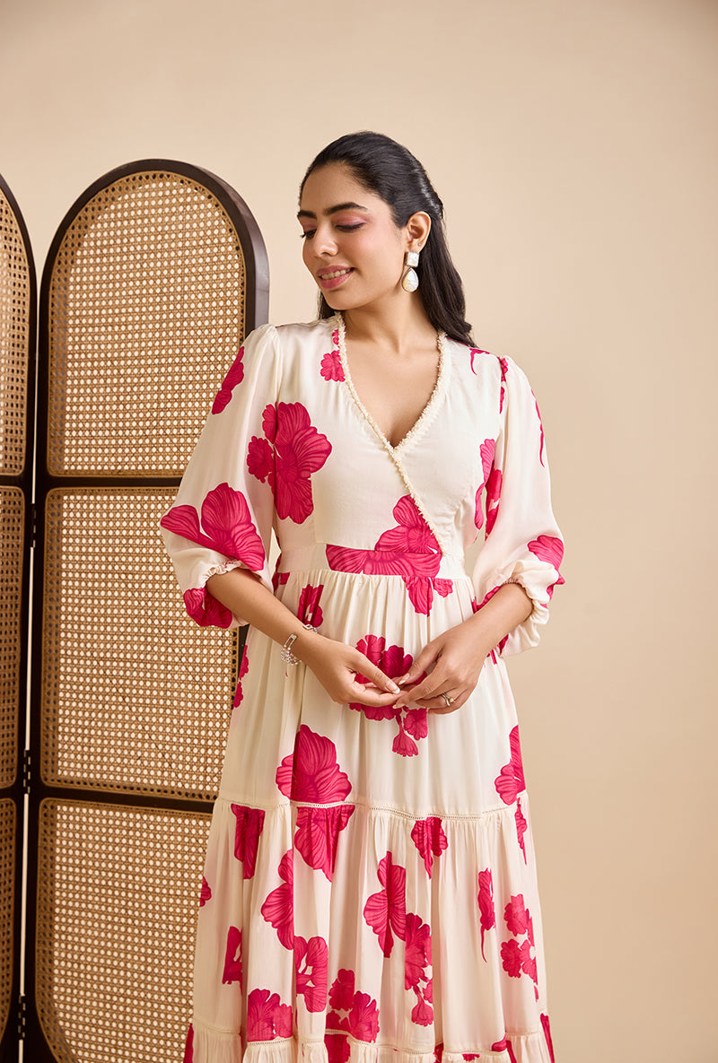 Fuschia Pink Emerine Floral Blossom Dress