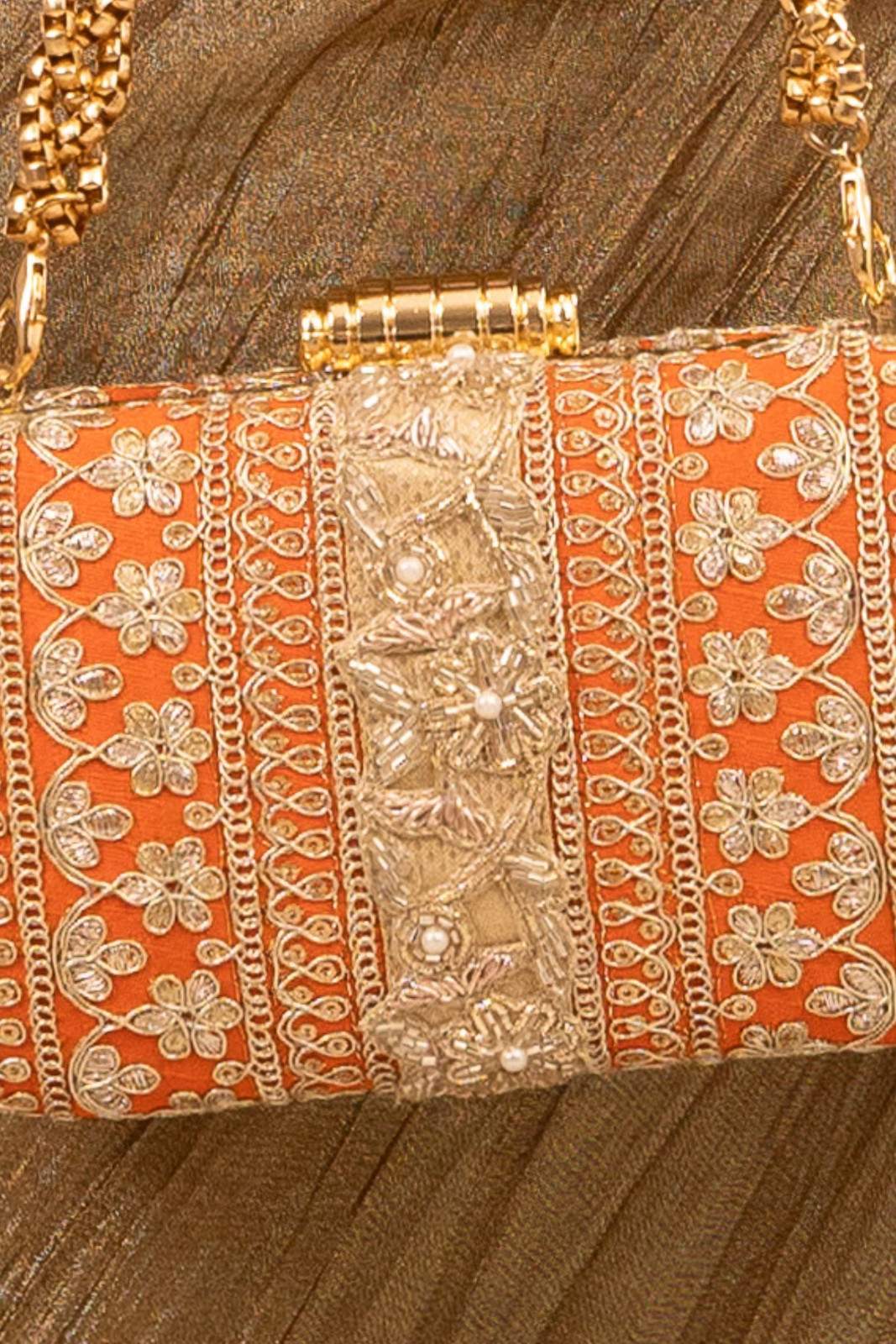 Orange and Pink Naaz Capsule Clutch