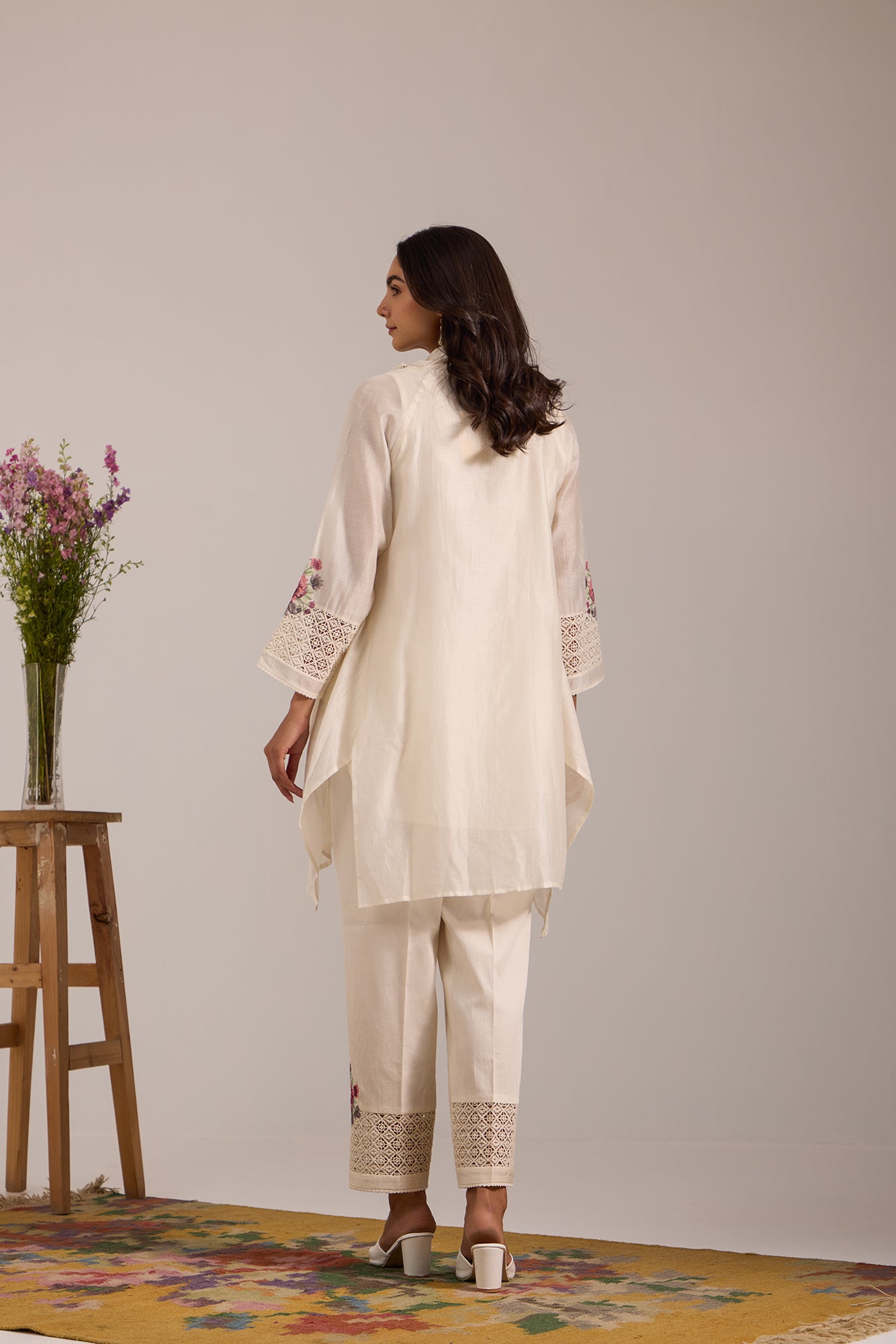 Off White Asymmetric Cowl Kiki Co-Ord Set