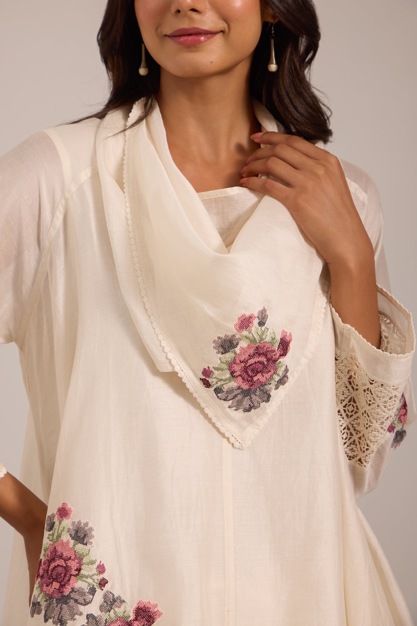 Off White Asymmetric Cowl Kiki Co-Ord Set