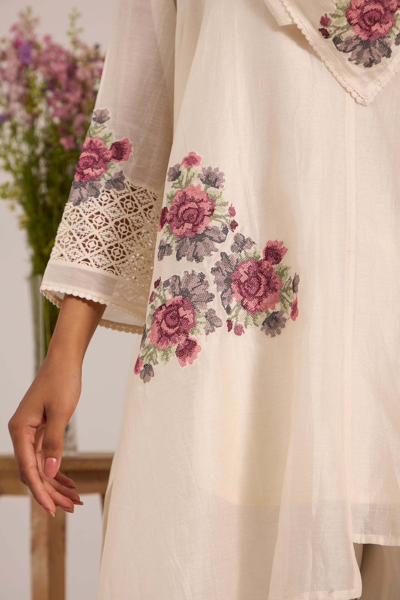 Off White Asymmetric Cowl Kiki Co-Ord Set