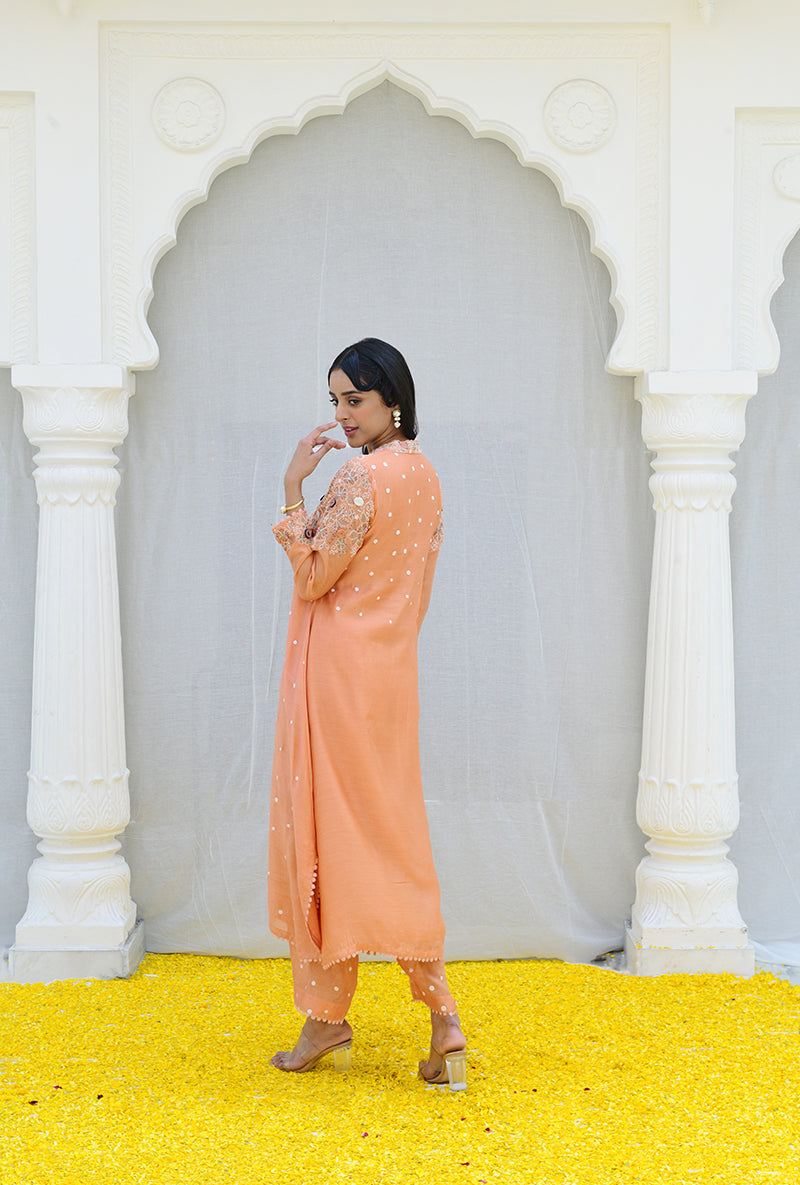 Peach Frockstyle Izra Kurta Set