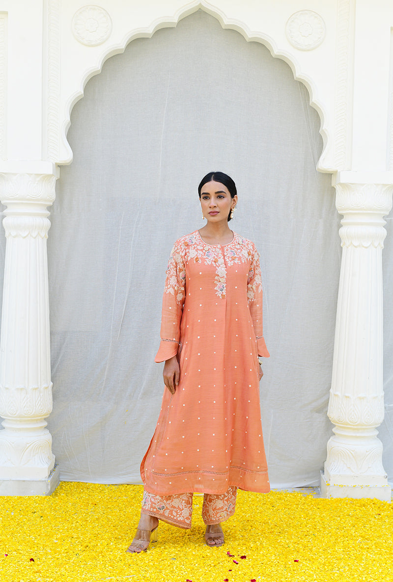 Peach Light Long Izra Kurta Set