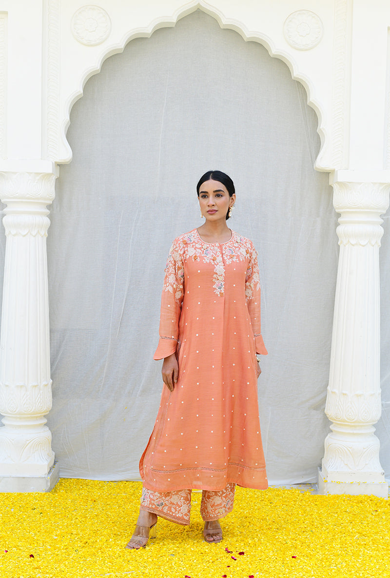 Peach Light Long Izra Kurta Set