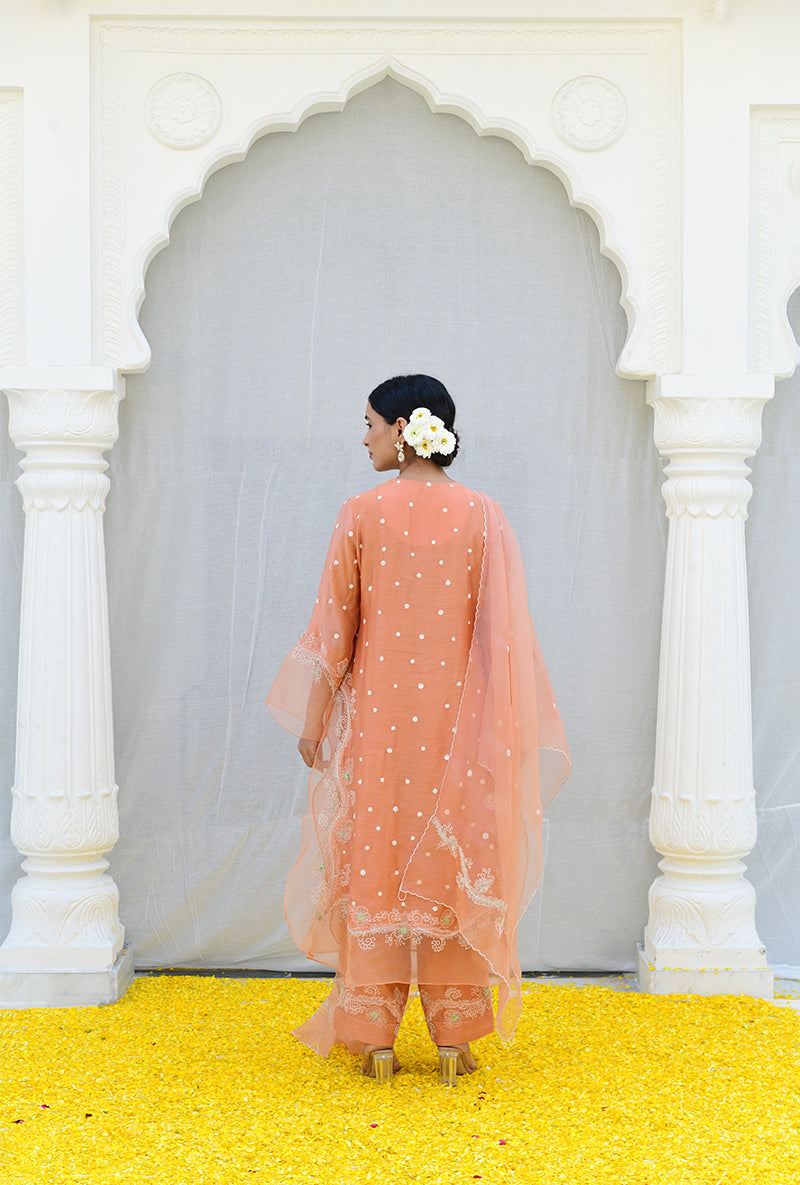 Peach Long Izra Kurta Set