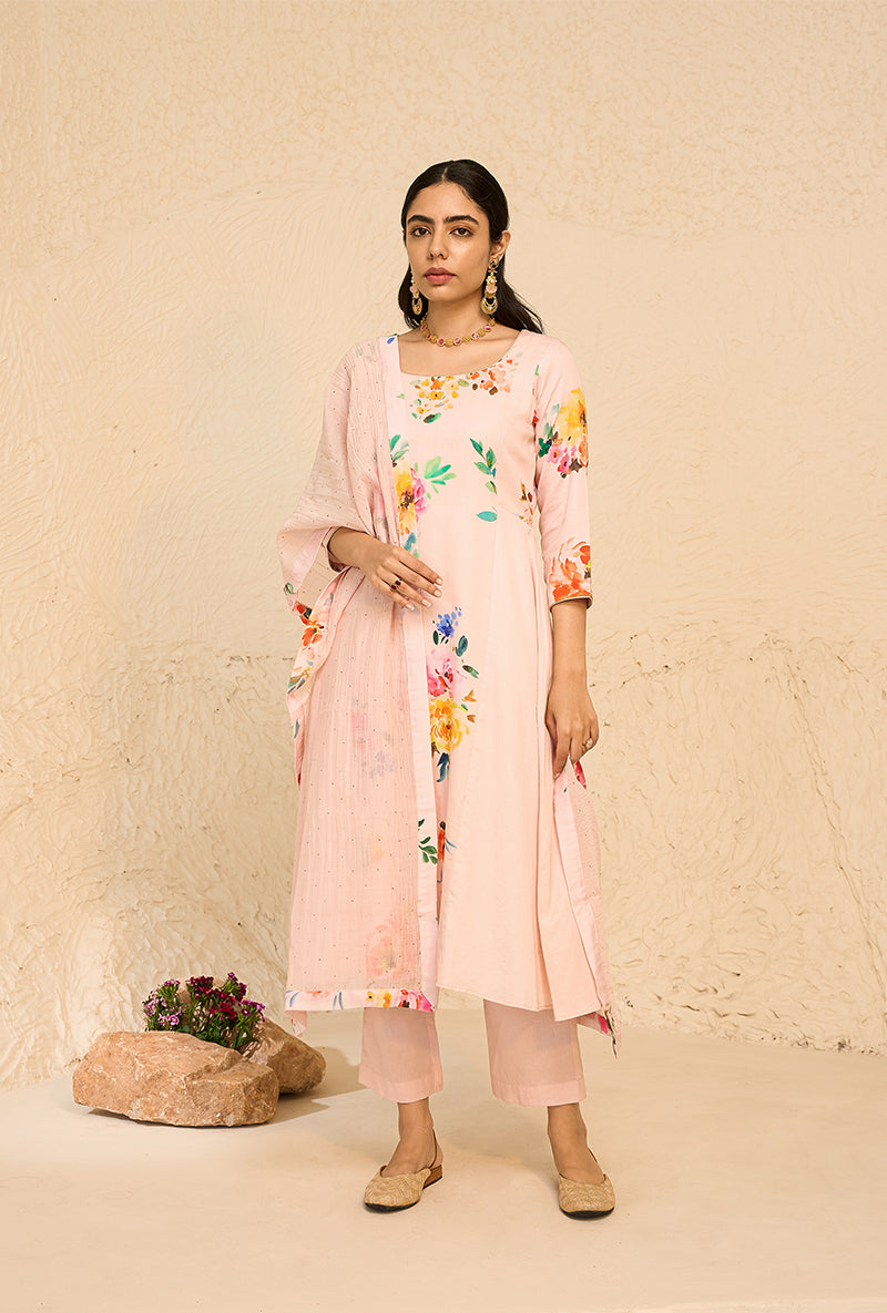 Pink A-line Bliss Kurta Set