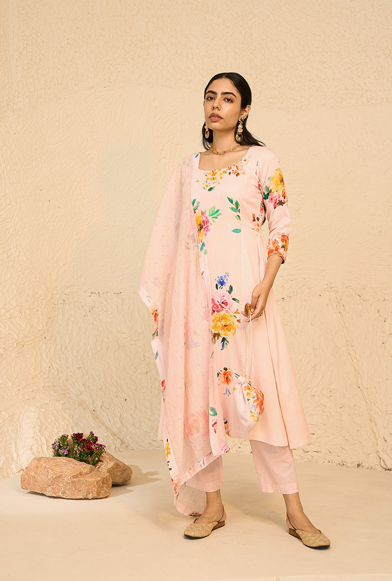 Pink A-line Bliss Kurta Set