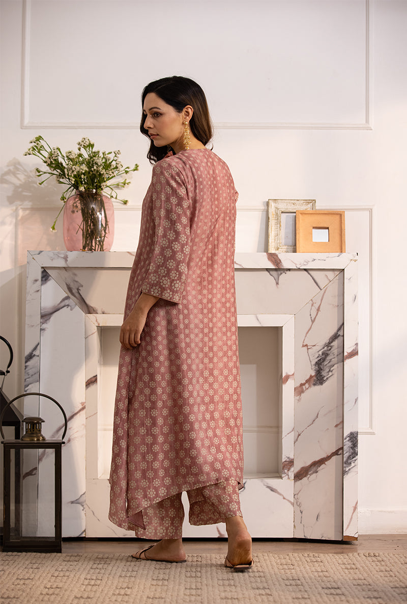 Pink Classic Cascade Navya Kurta Set