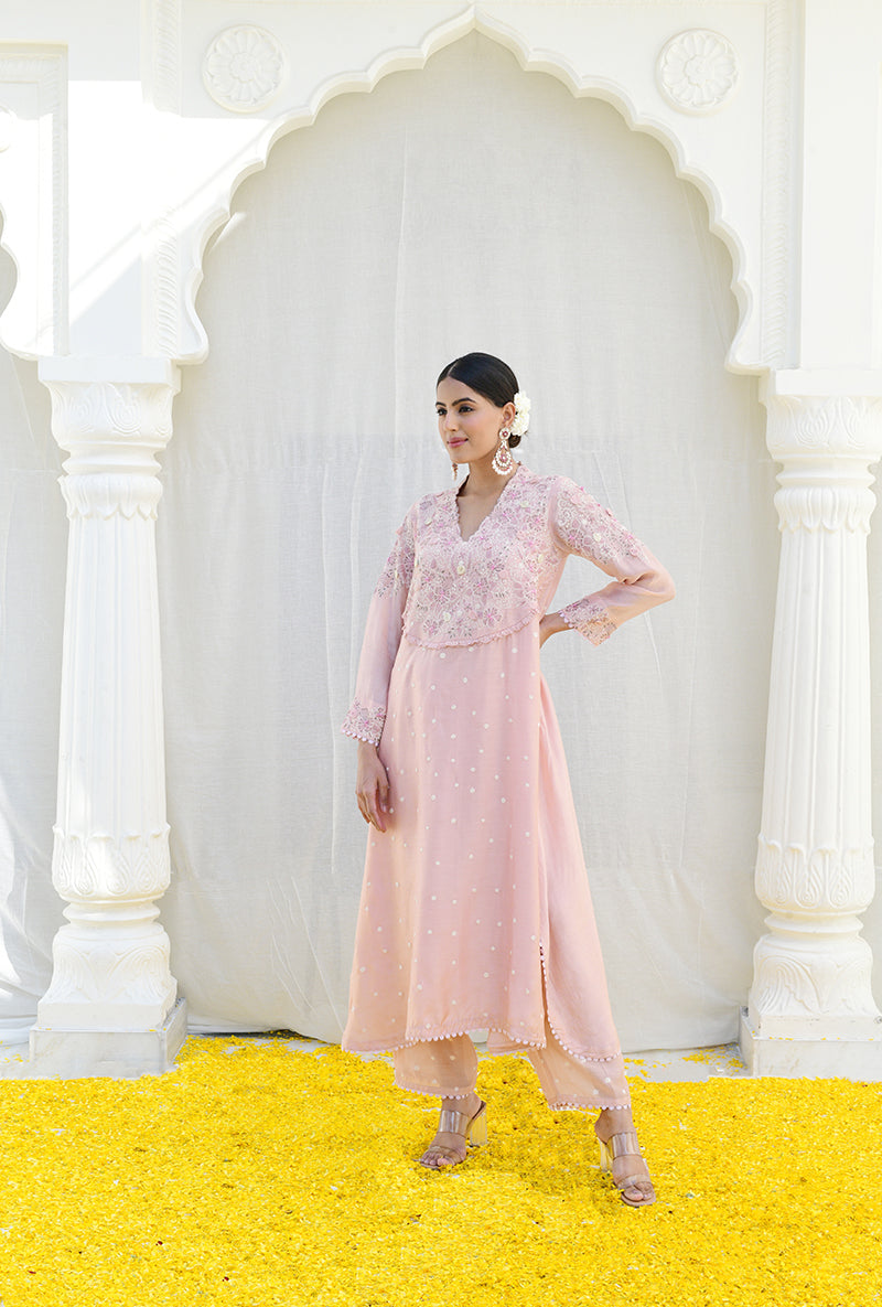 Pink Frockstyle Izra Kurta Set