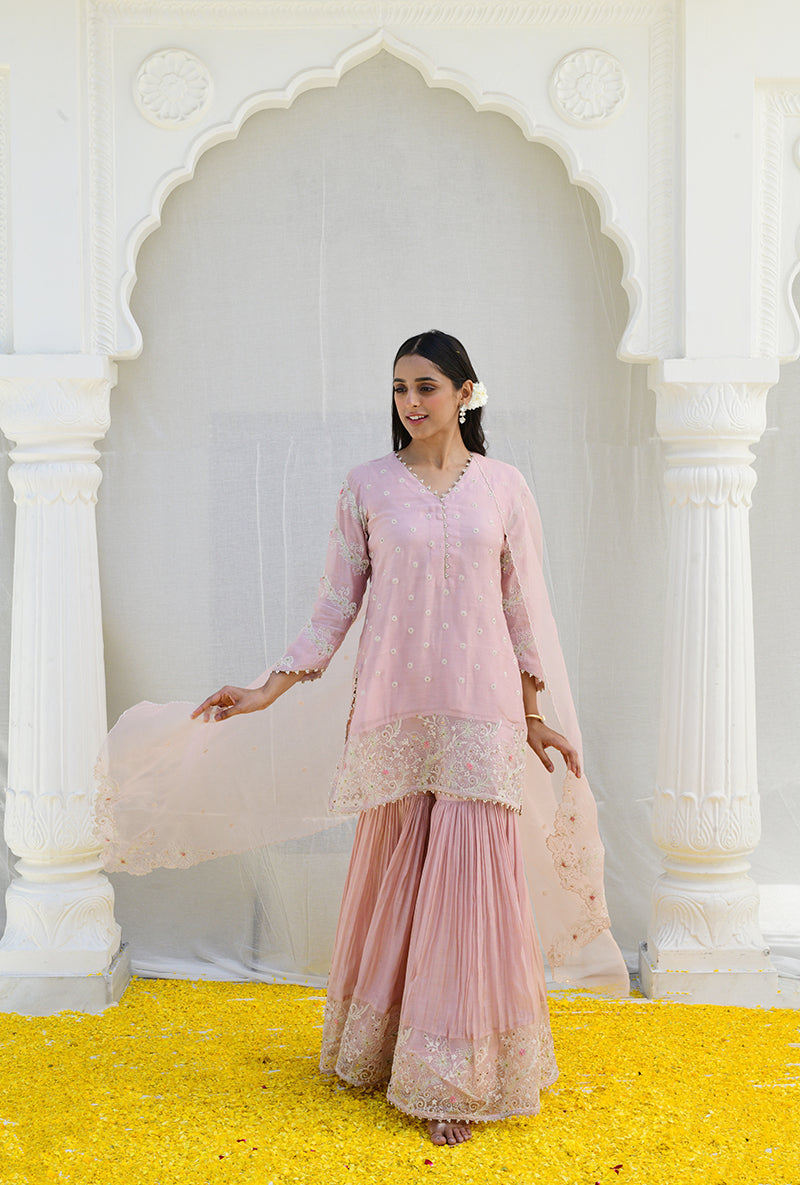 Pink Heavy Izra Gharara Set