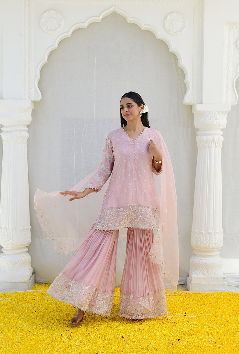 Pink Heavy Izra Gharara Set