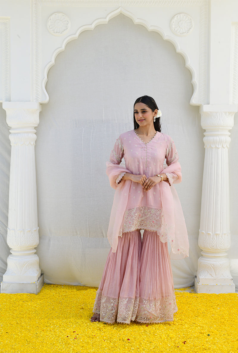 Pink Heavy Izra Gharara Set