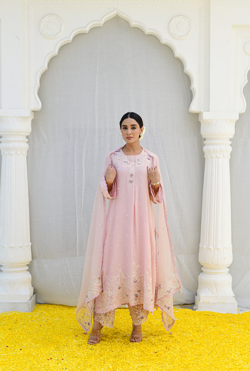 Pink Heavy Long Izra Kurta Set