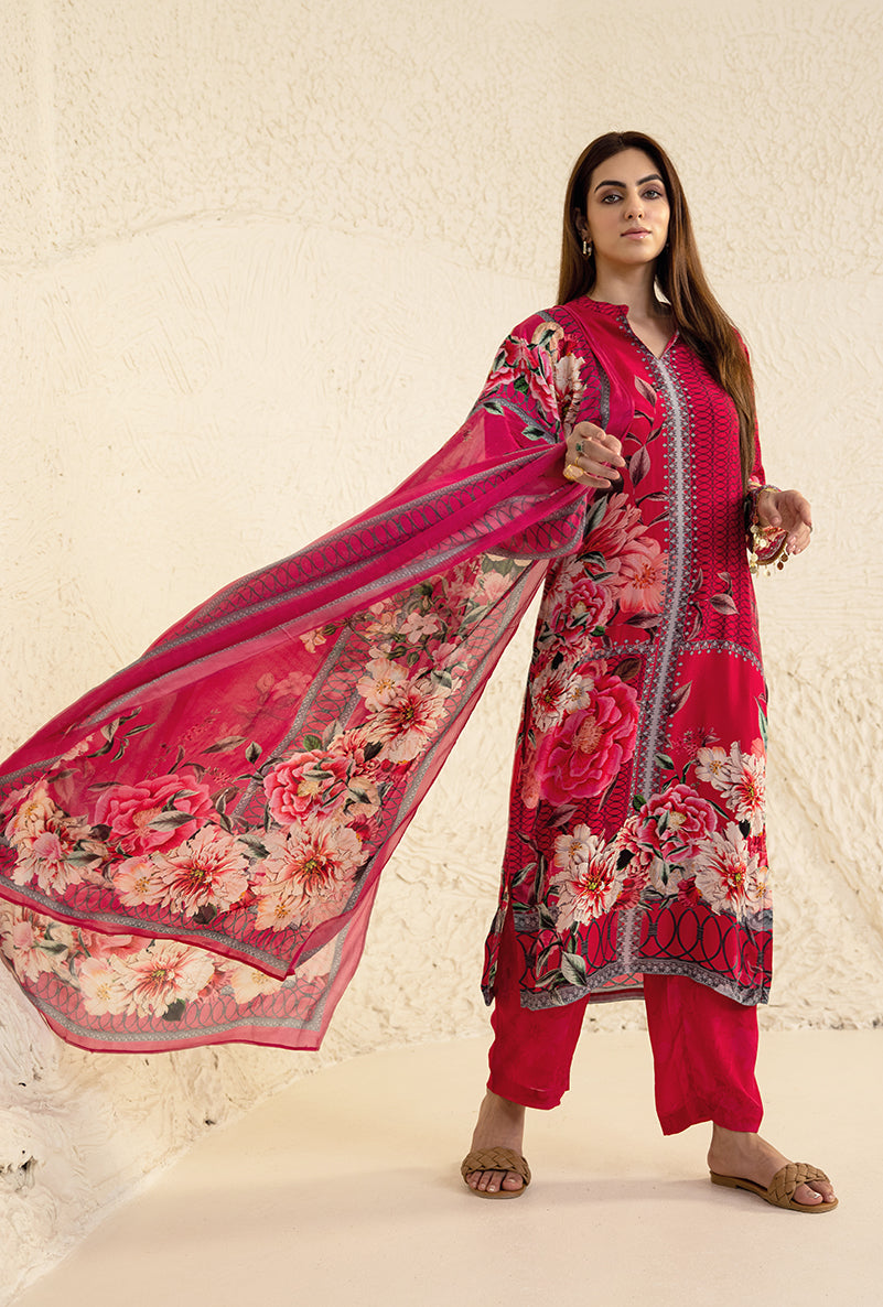 Red Classic Long Camila Kurta Set