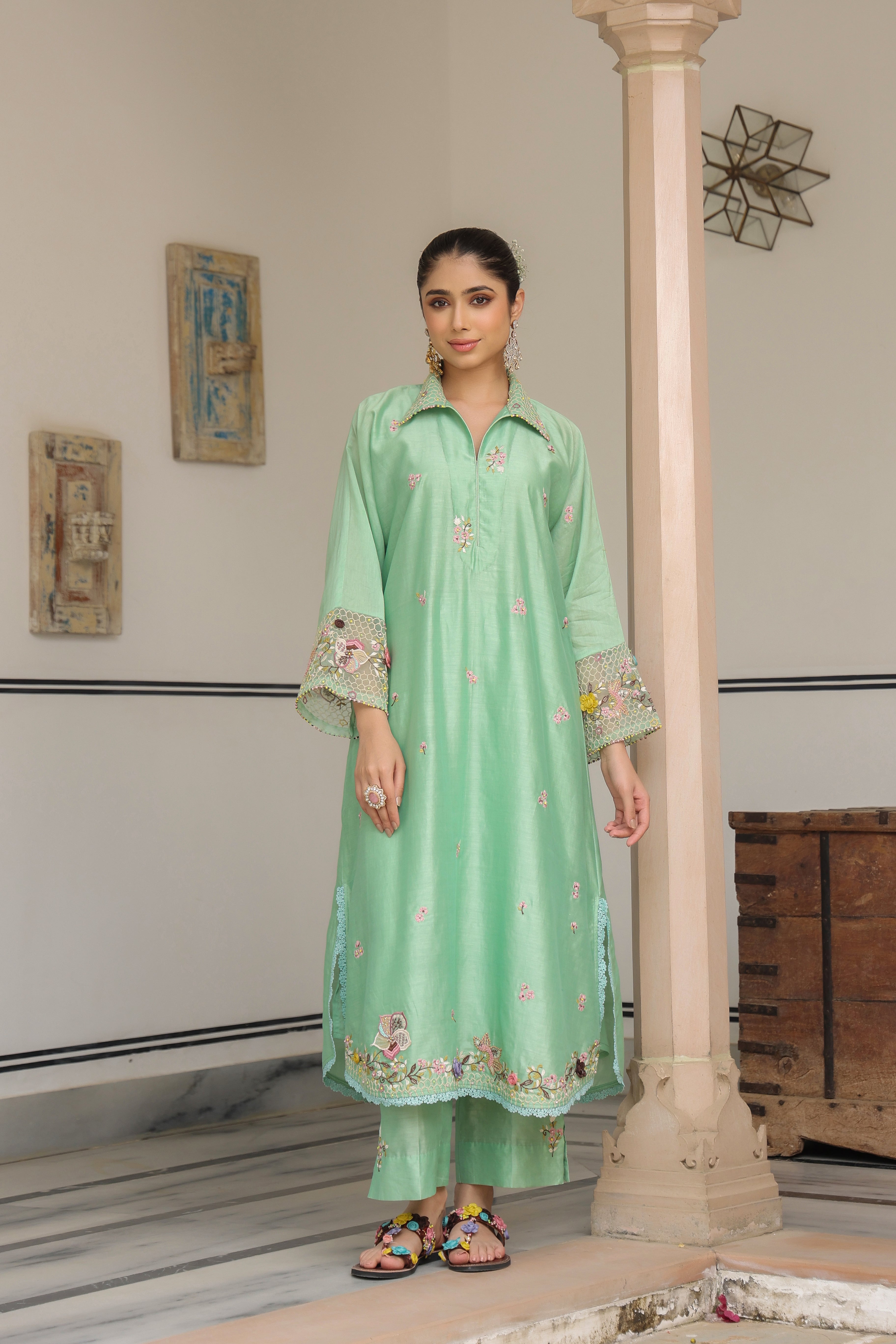 Green Collar Reet Kurta Set