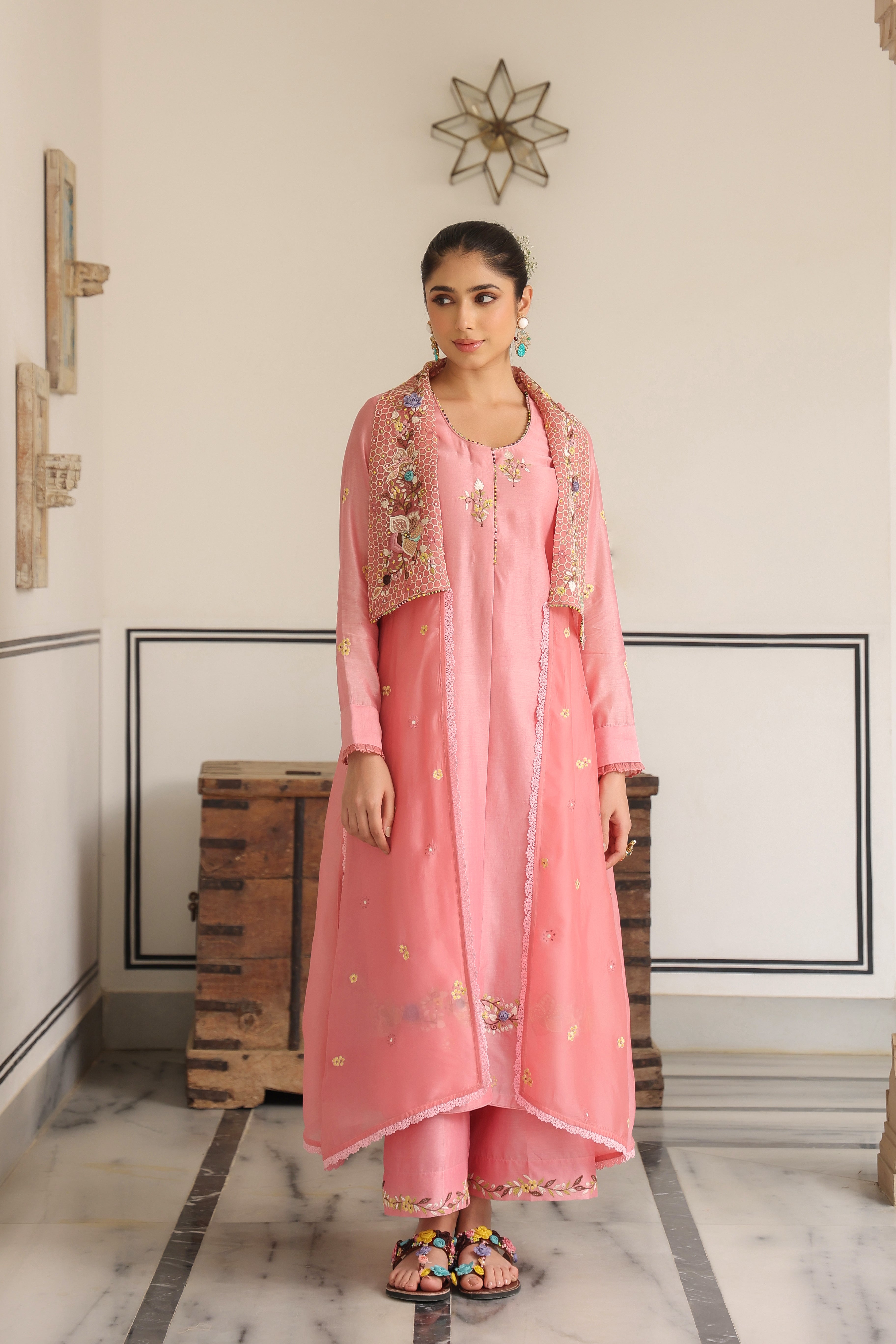 Pink Jacket Style Reet Kurta Set