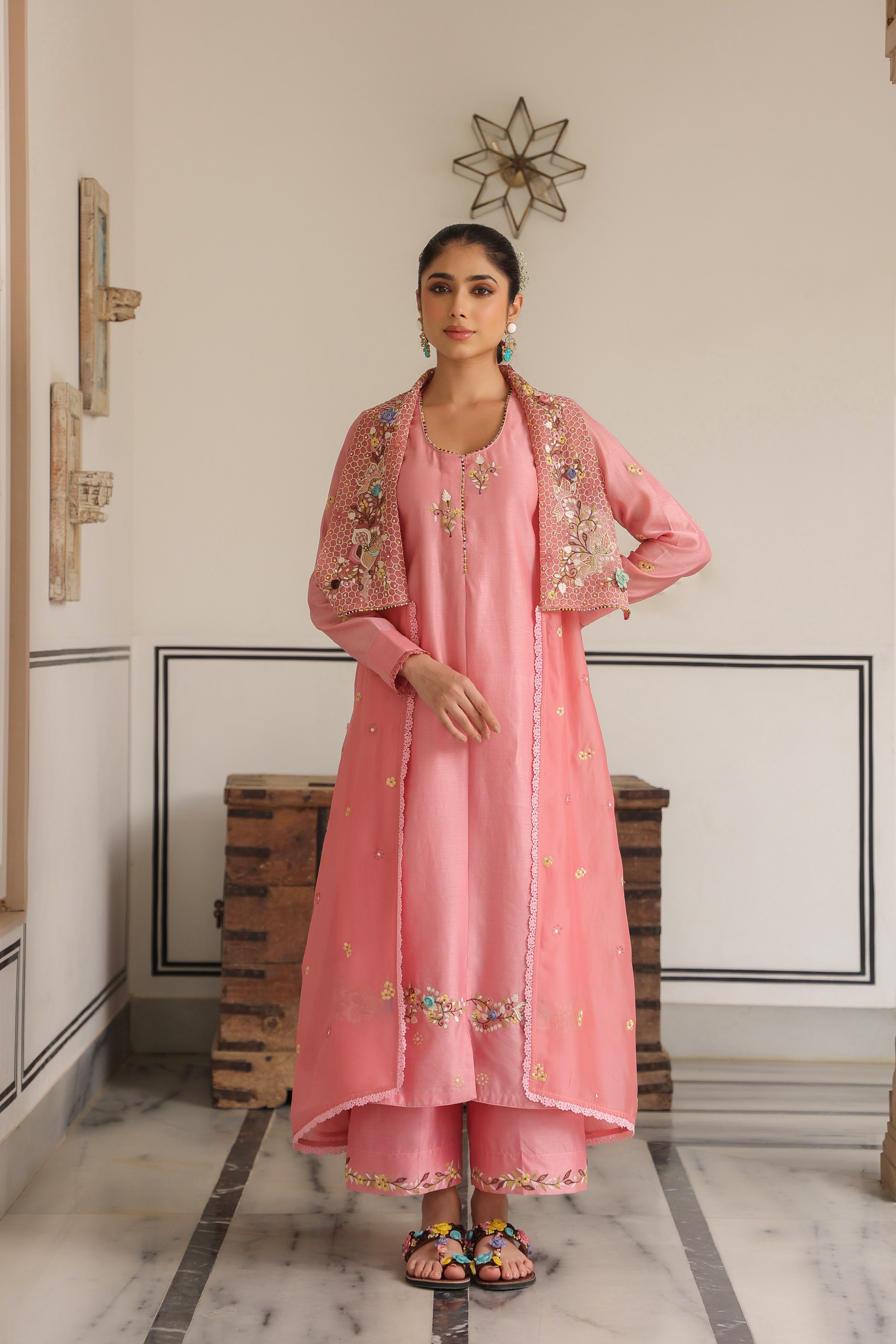 Pink Jacket Style Reet Kurta Set