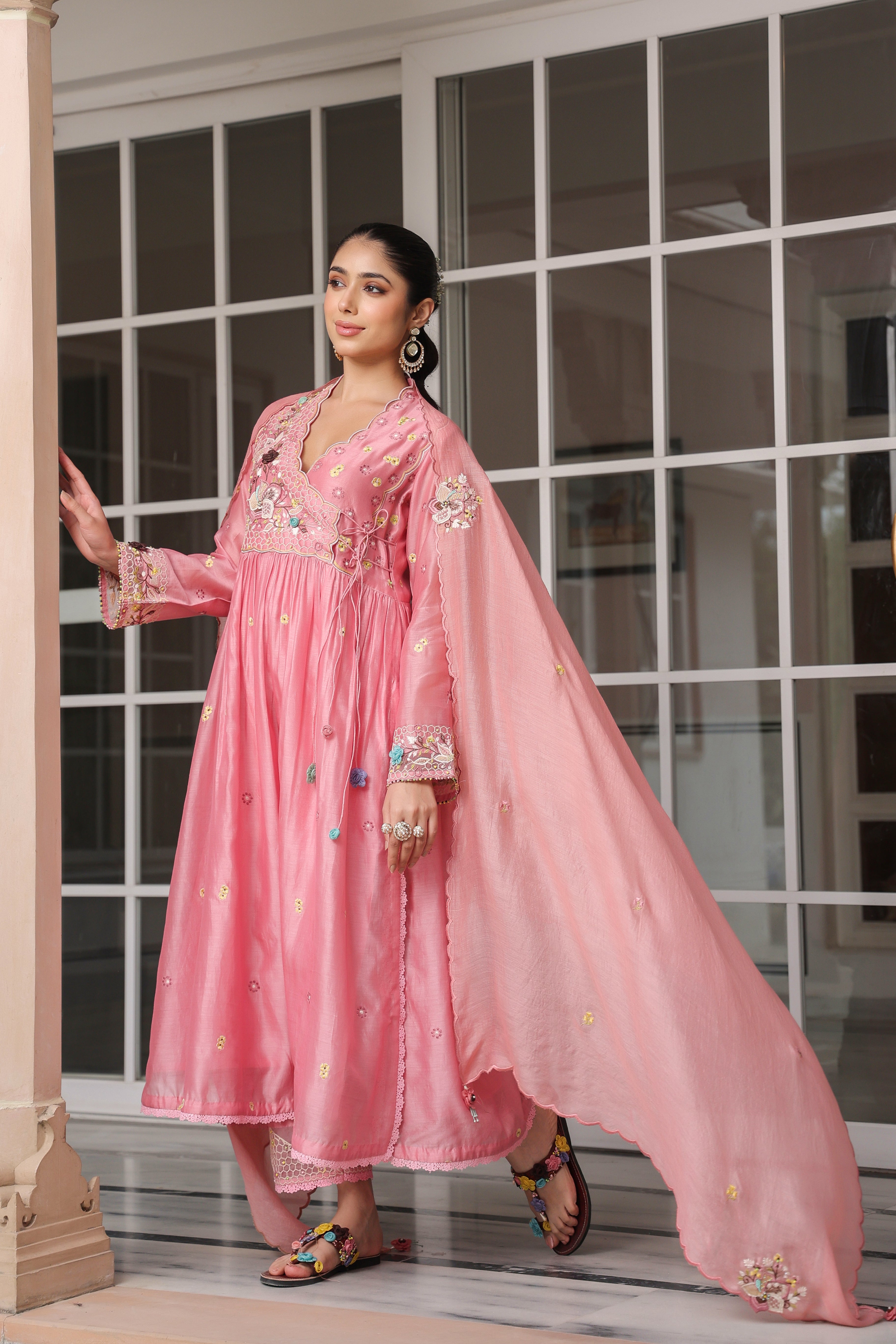 Pink Frockstyle Reet Kurta Set