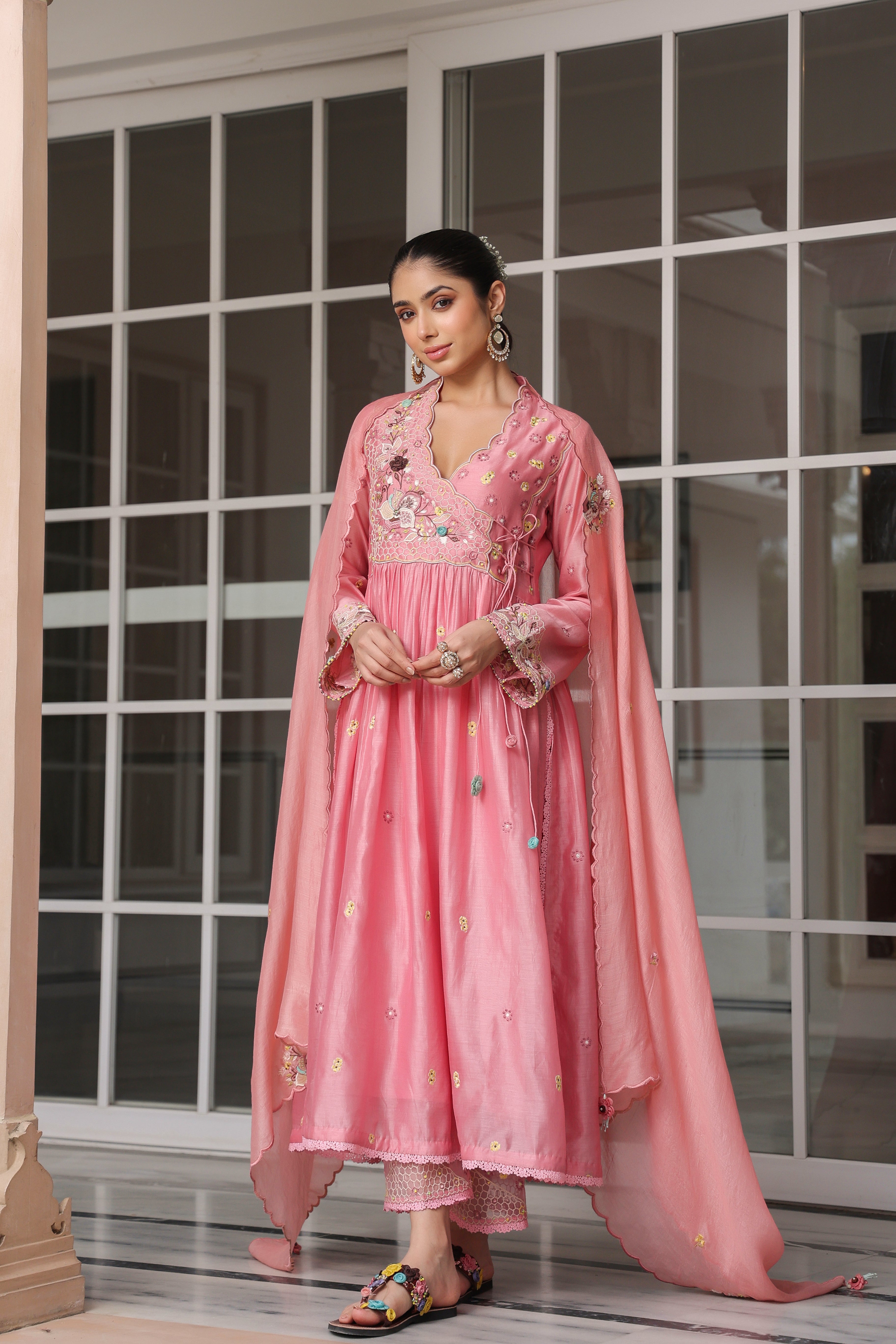 Pink Frockstyle Reet Kurta Set
