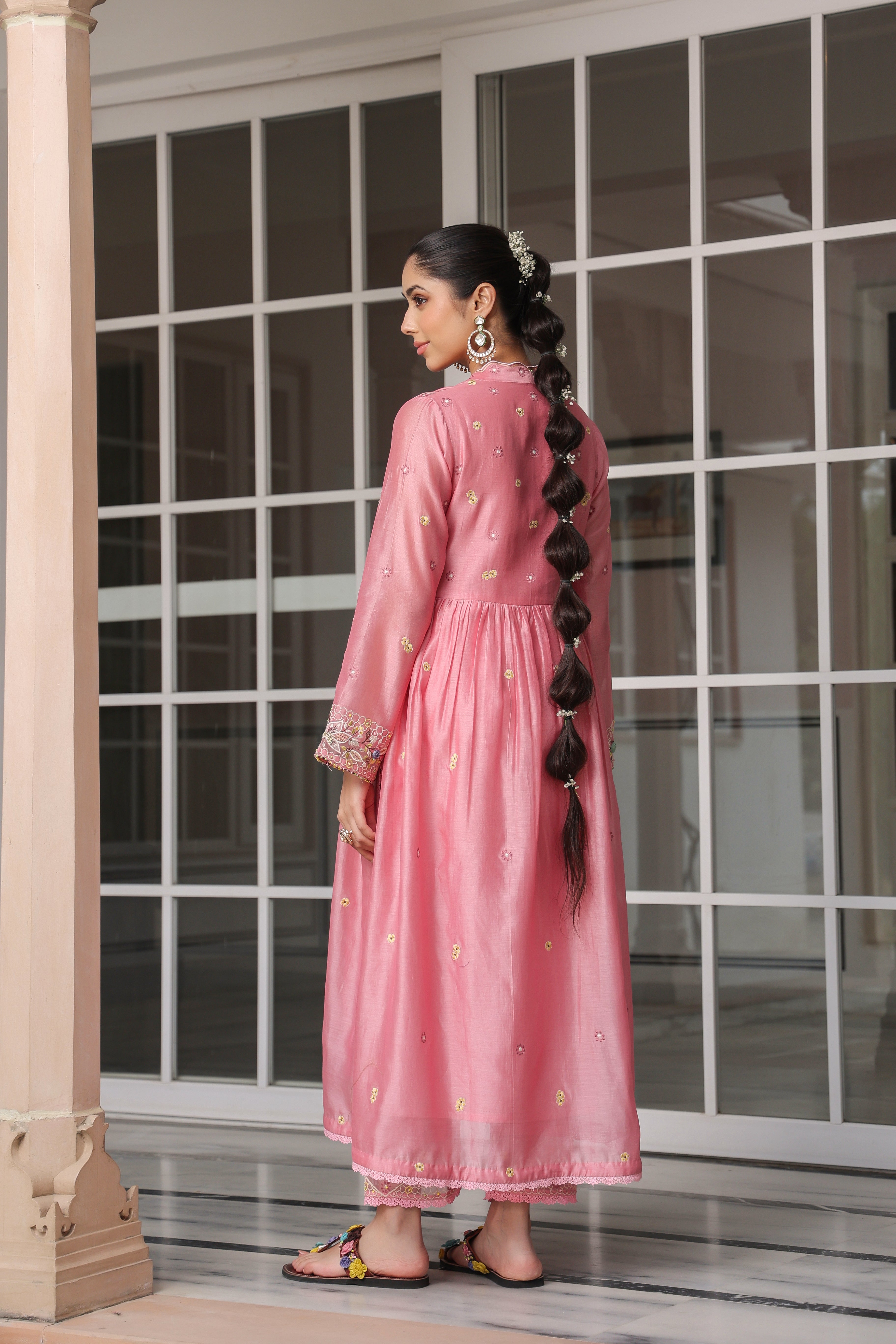 Pink Frockstyle Reet Kurta Set