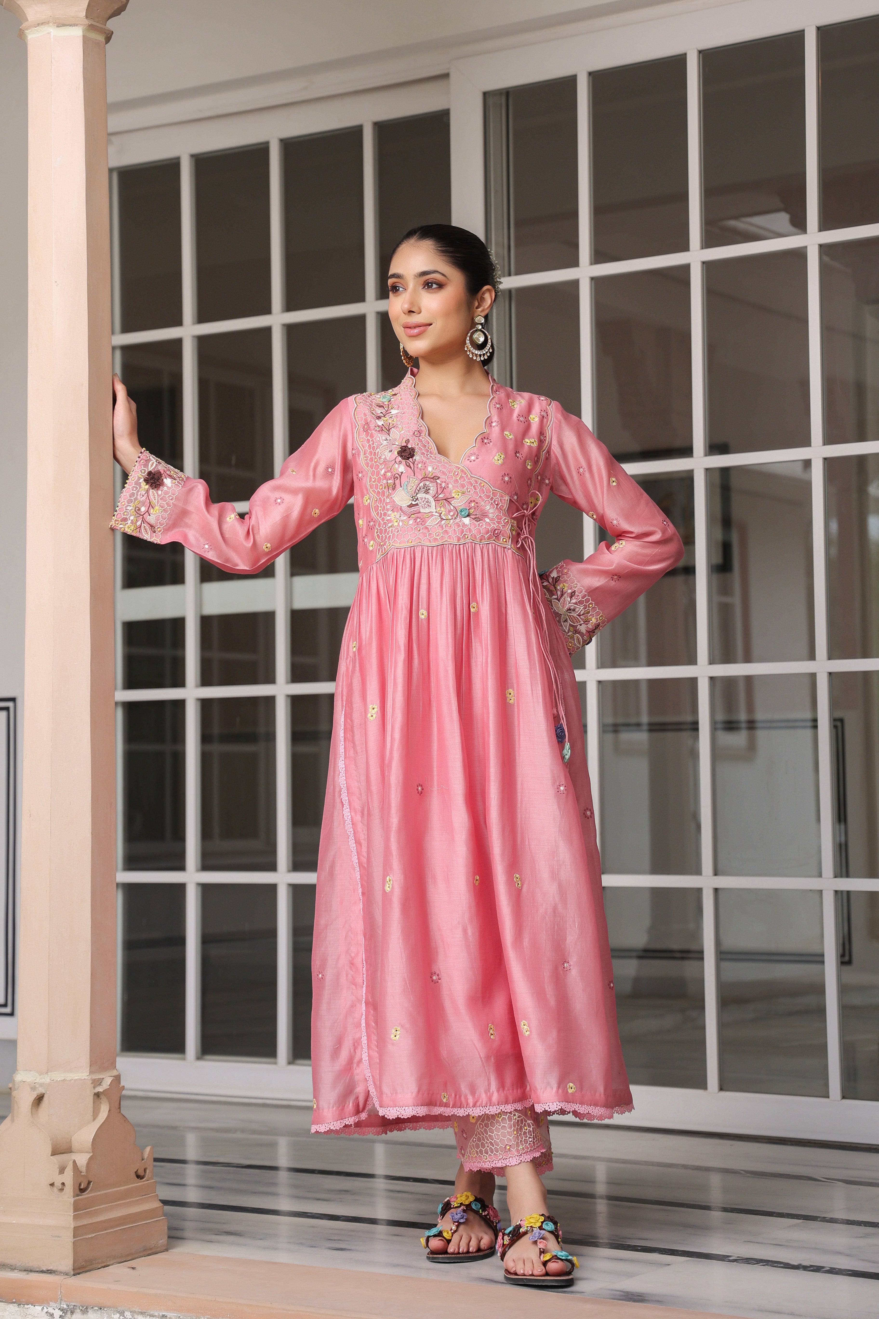 Pink Frockstyle Reet Kurta Set