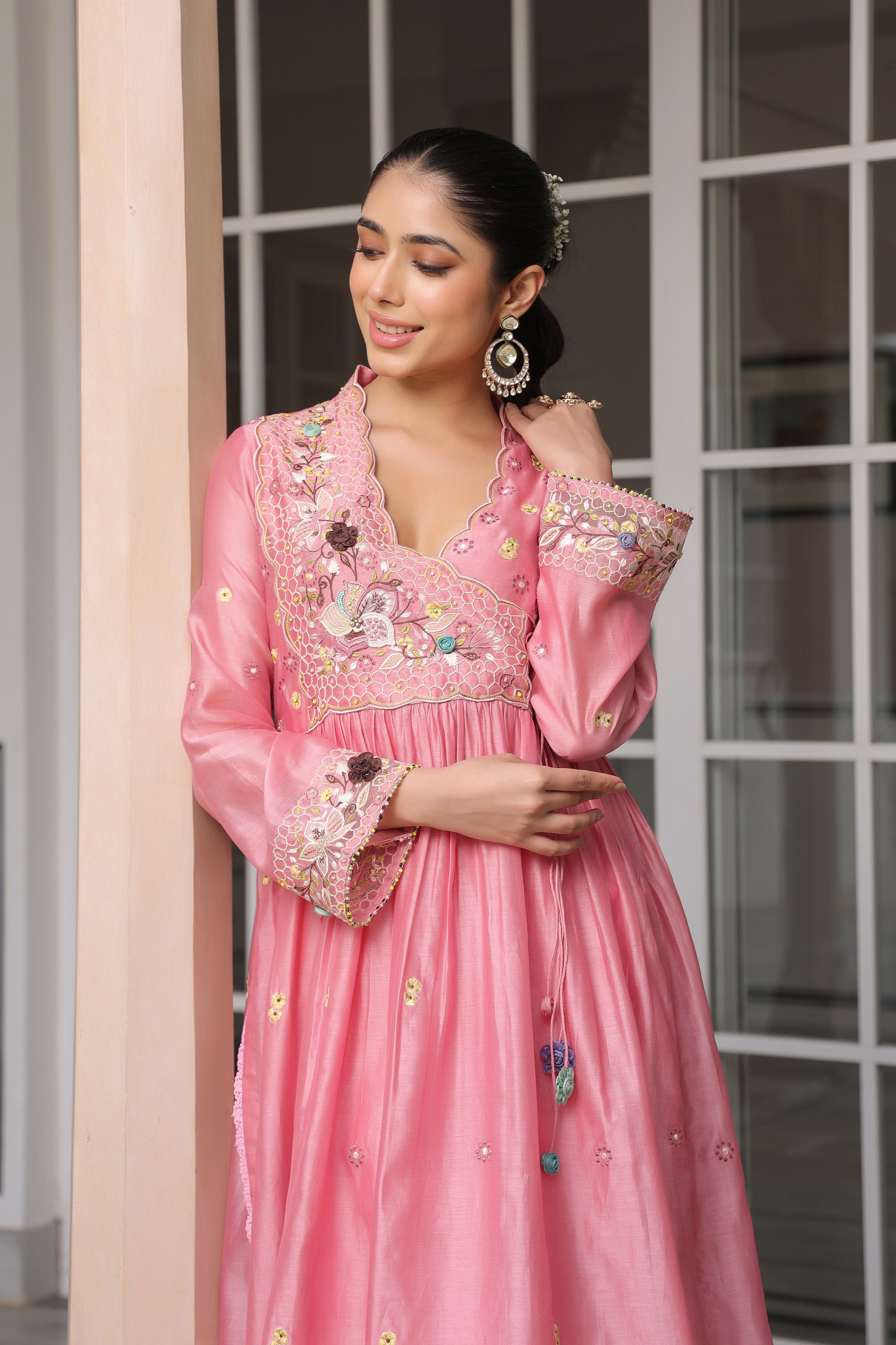 Pink Frockstyle Reet Kurta Set