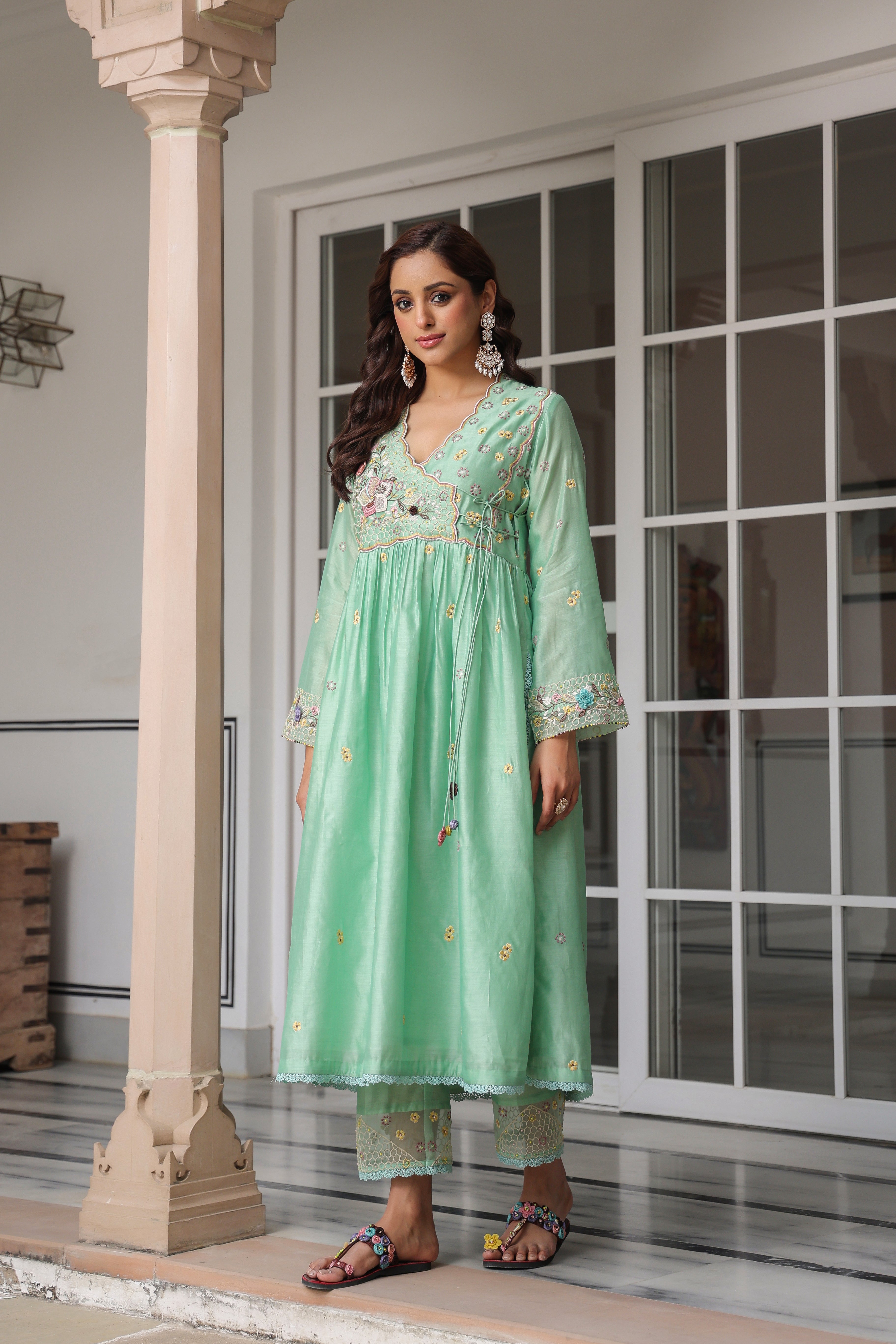 Green Frockstyle Reet Kurta Set