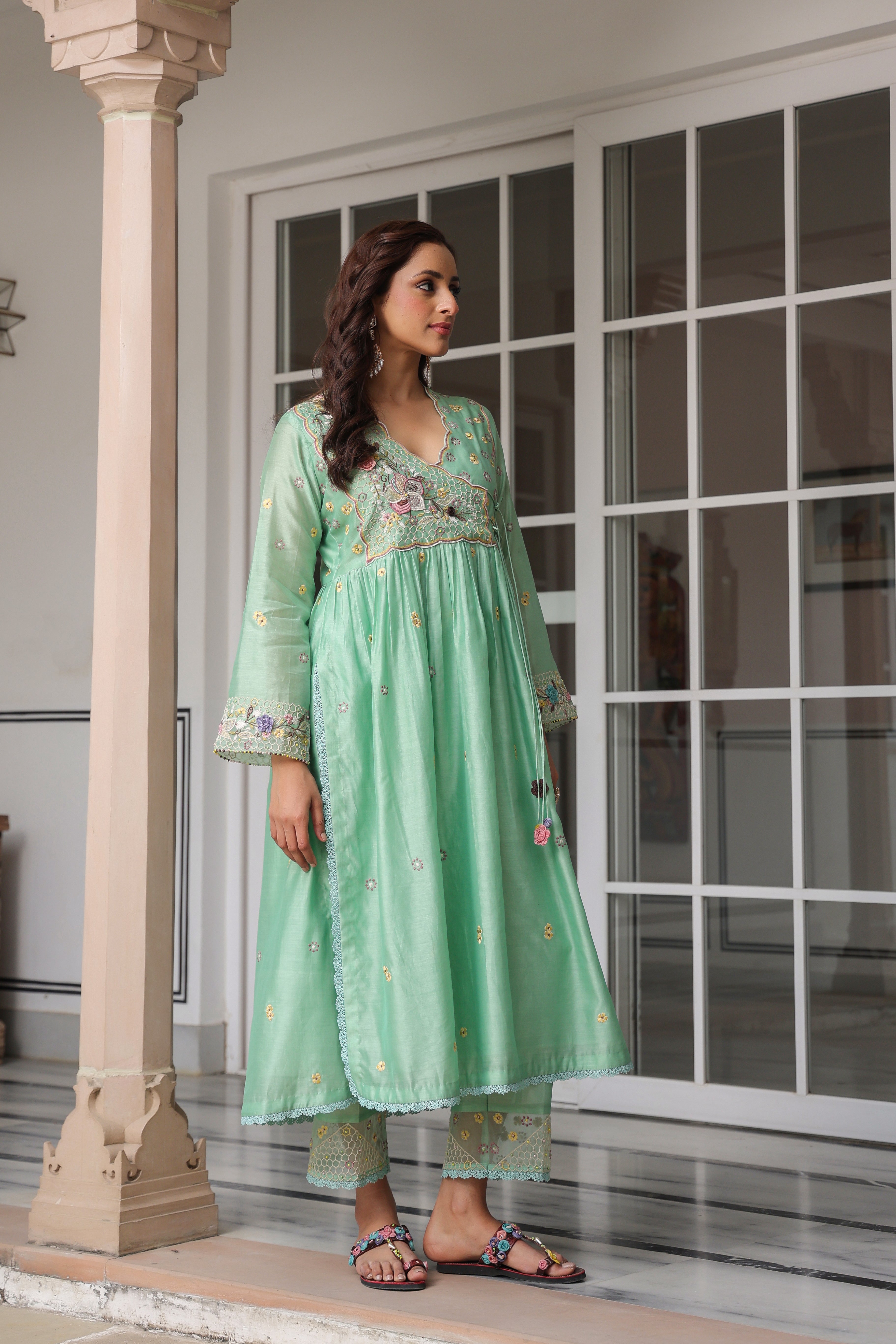 Green Frockstyle Reet Kurta Set