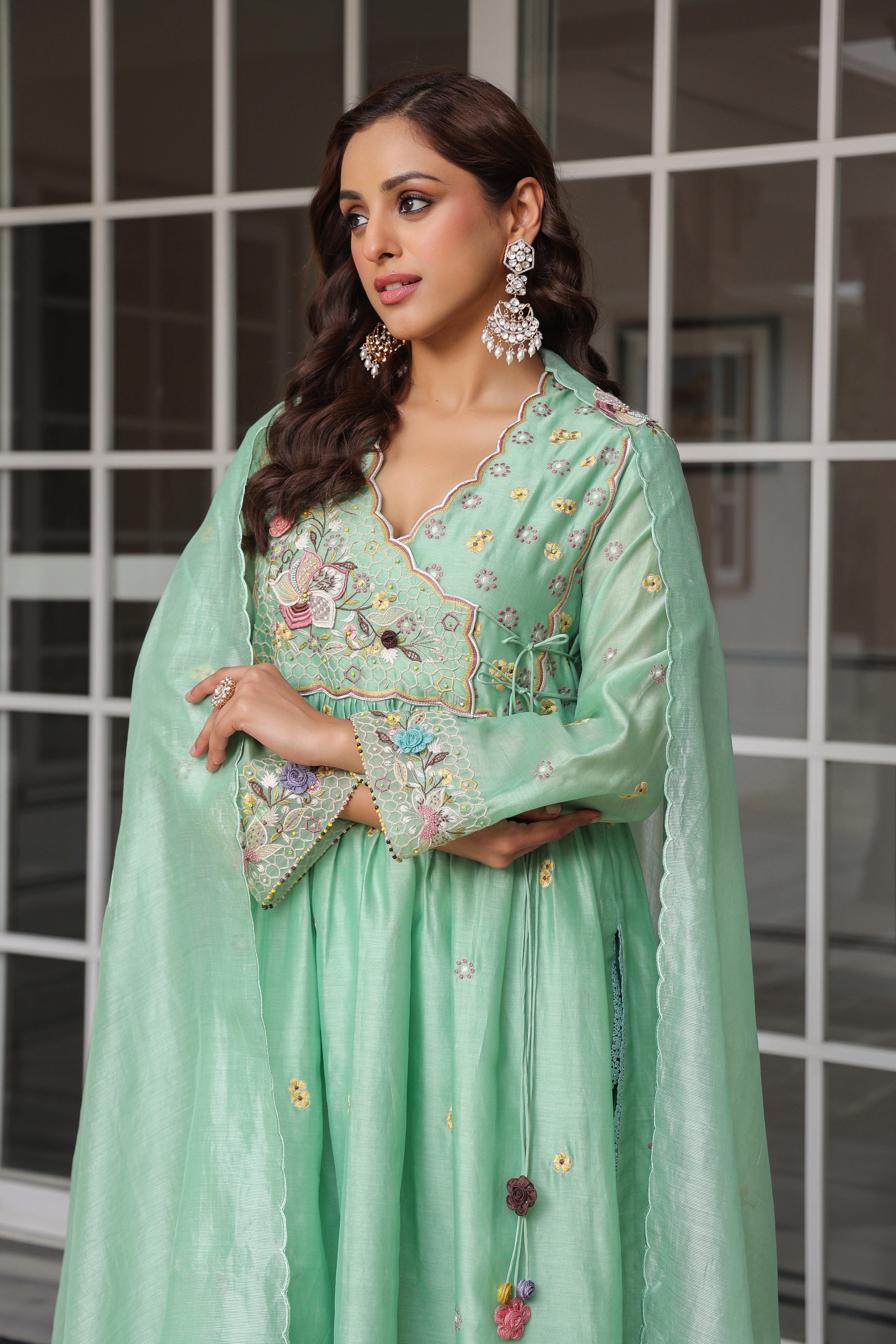 Green Frockstyle Reet Kurta Set