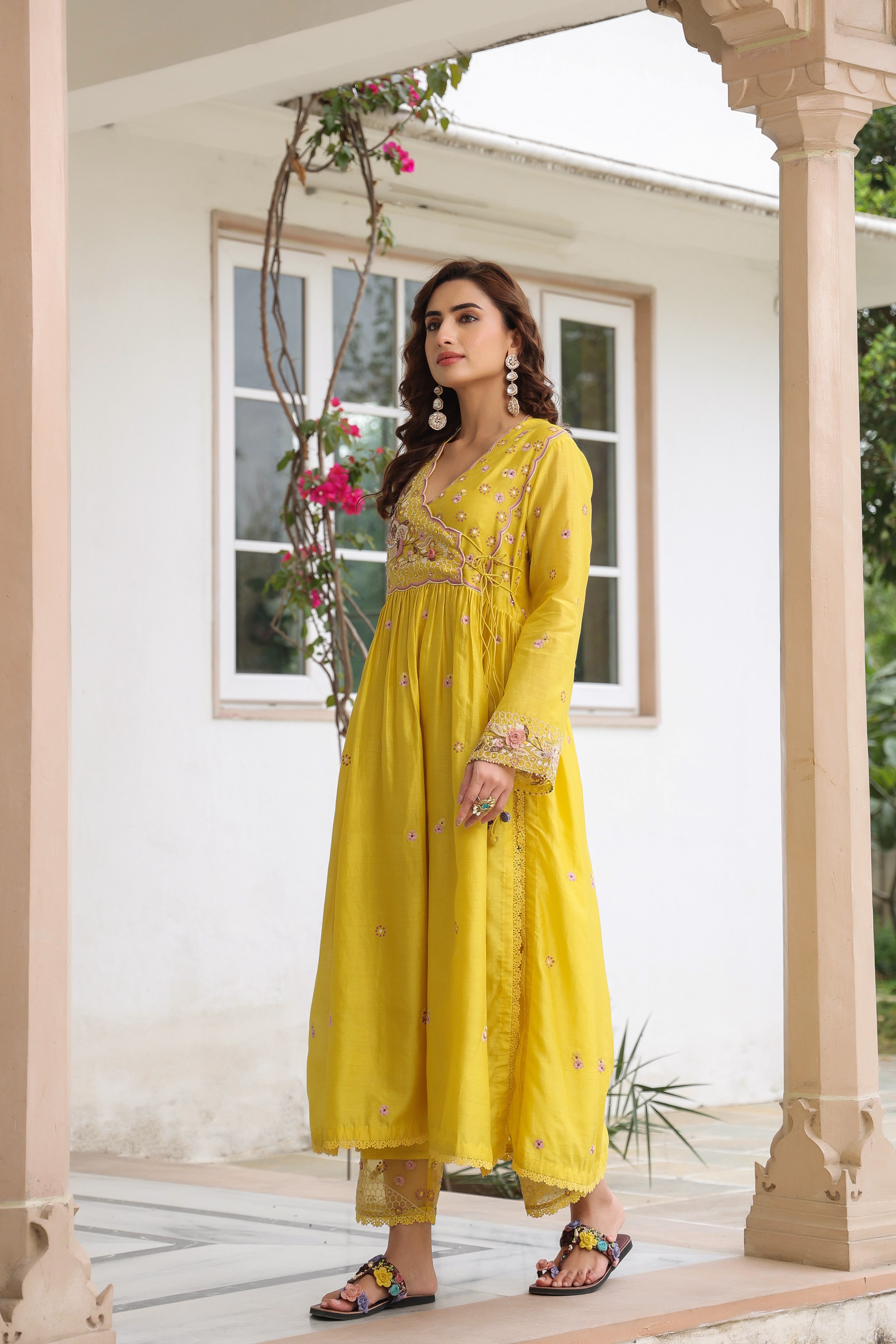Yellow Frockstyle Reet Kurta Set