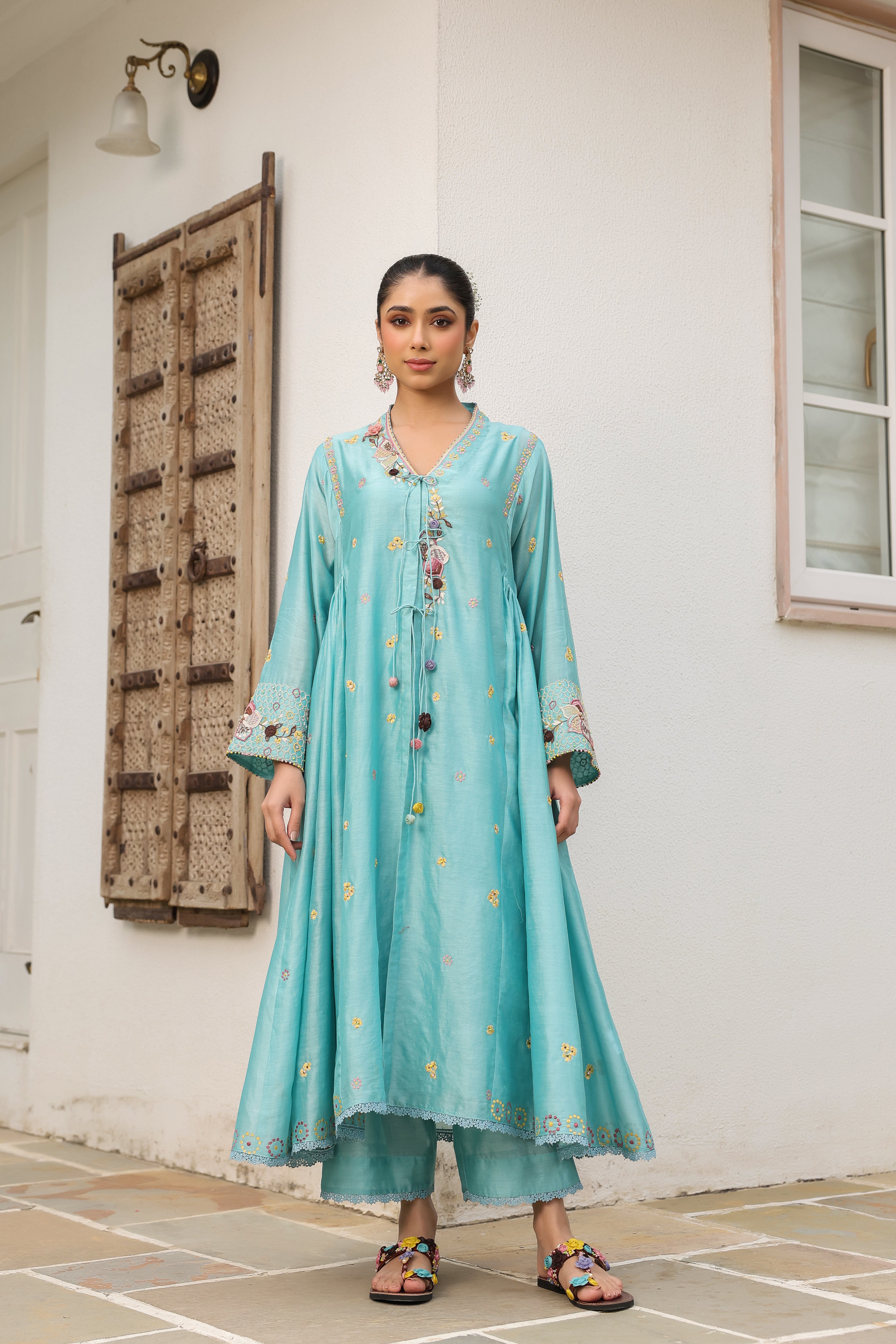 Blue Kalidaar Reet Kurta Set