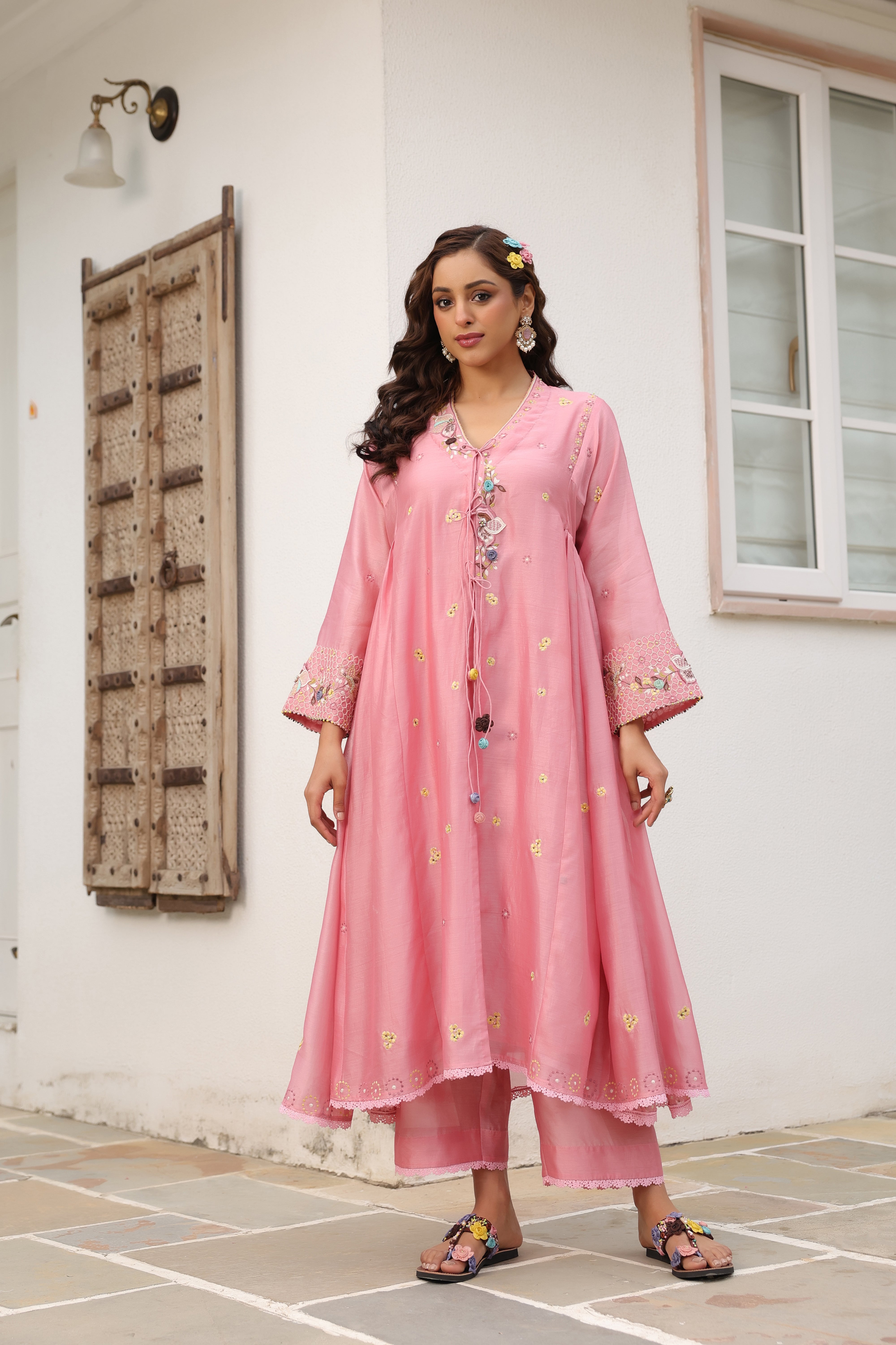 Pink Kalidaar Reet Kurta Set