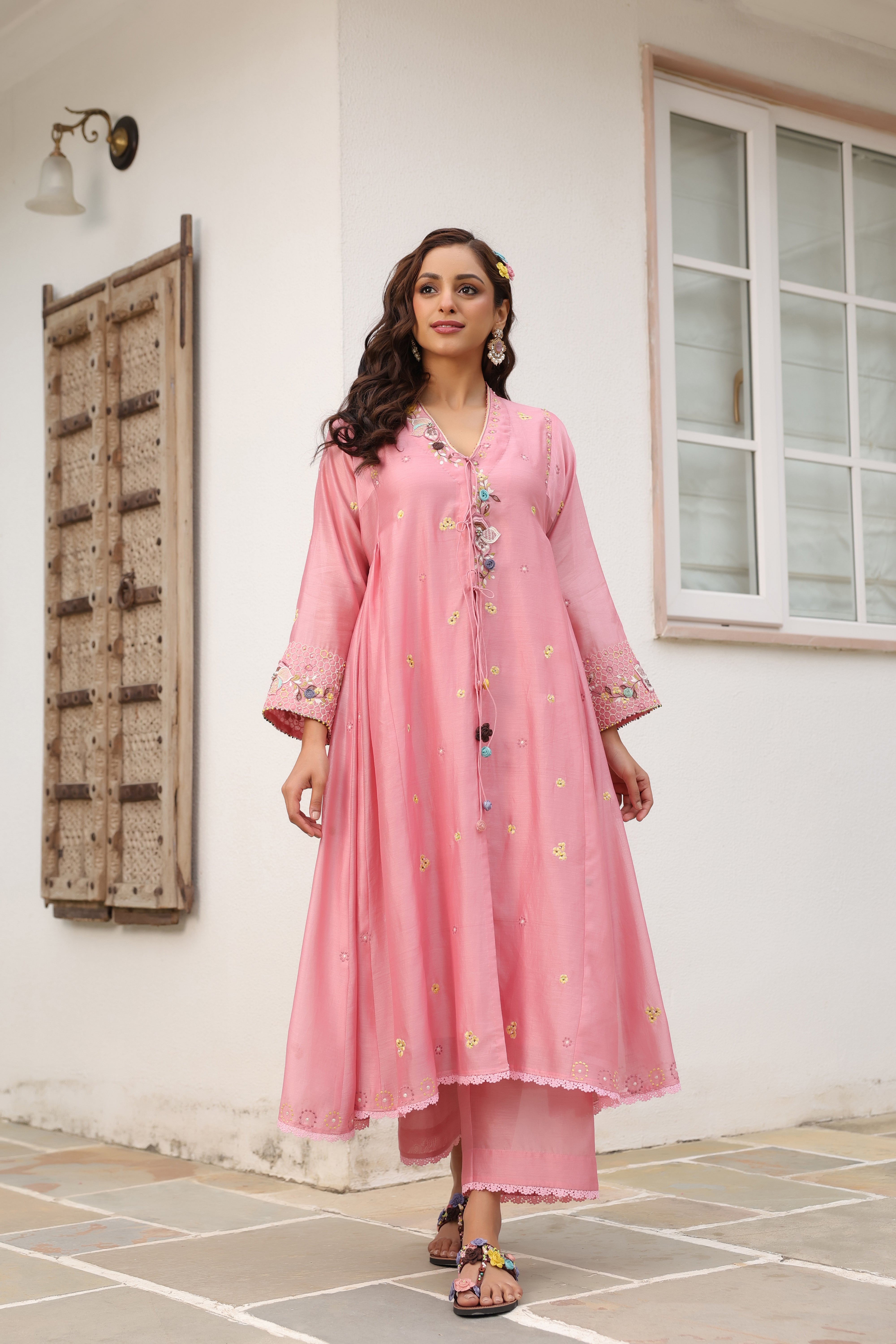 Pink Kalidaar Reet Kurta Set