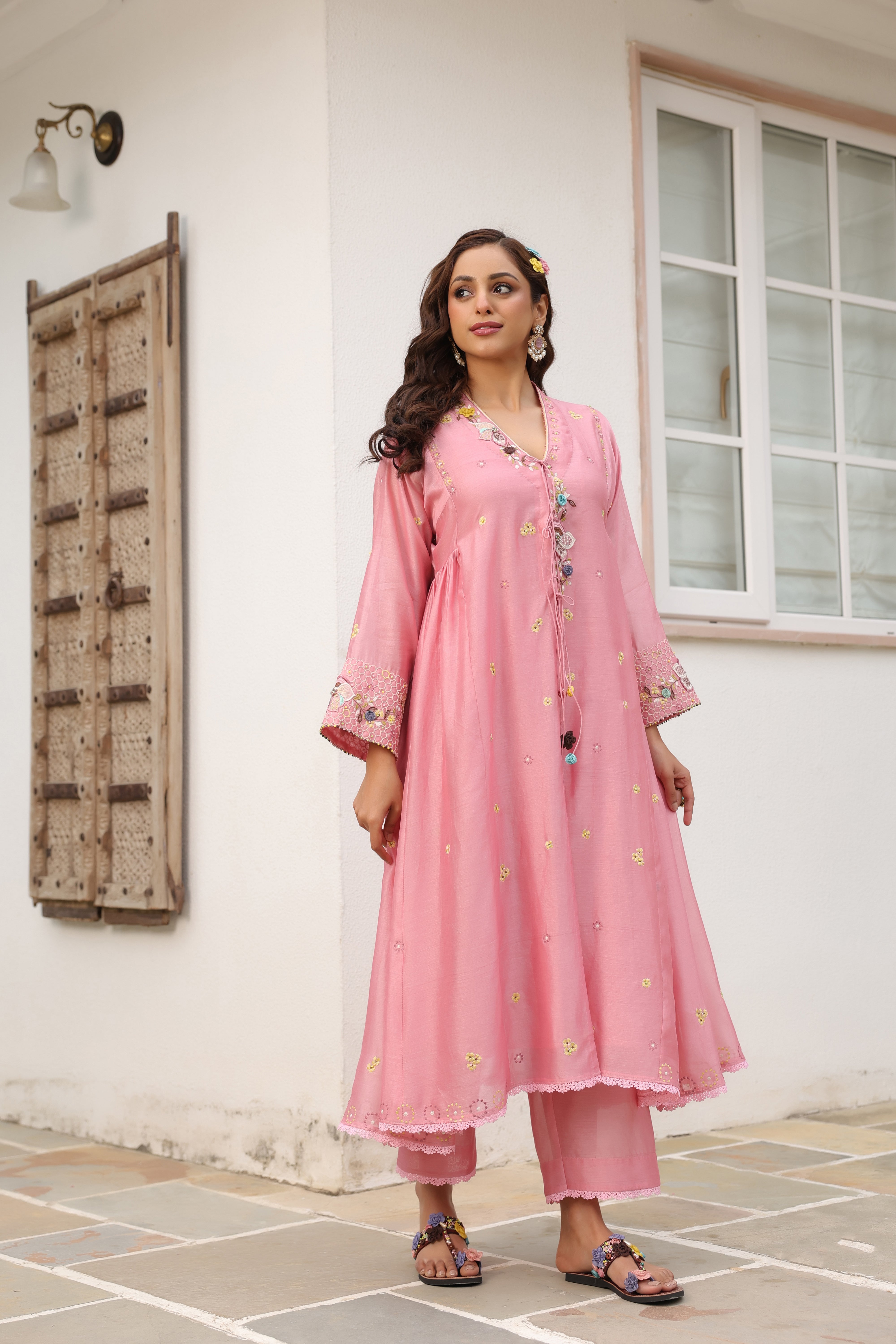 Pink Kalidaar Reet Kurta Set