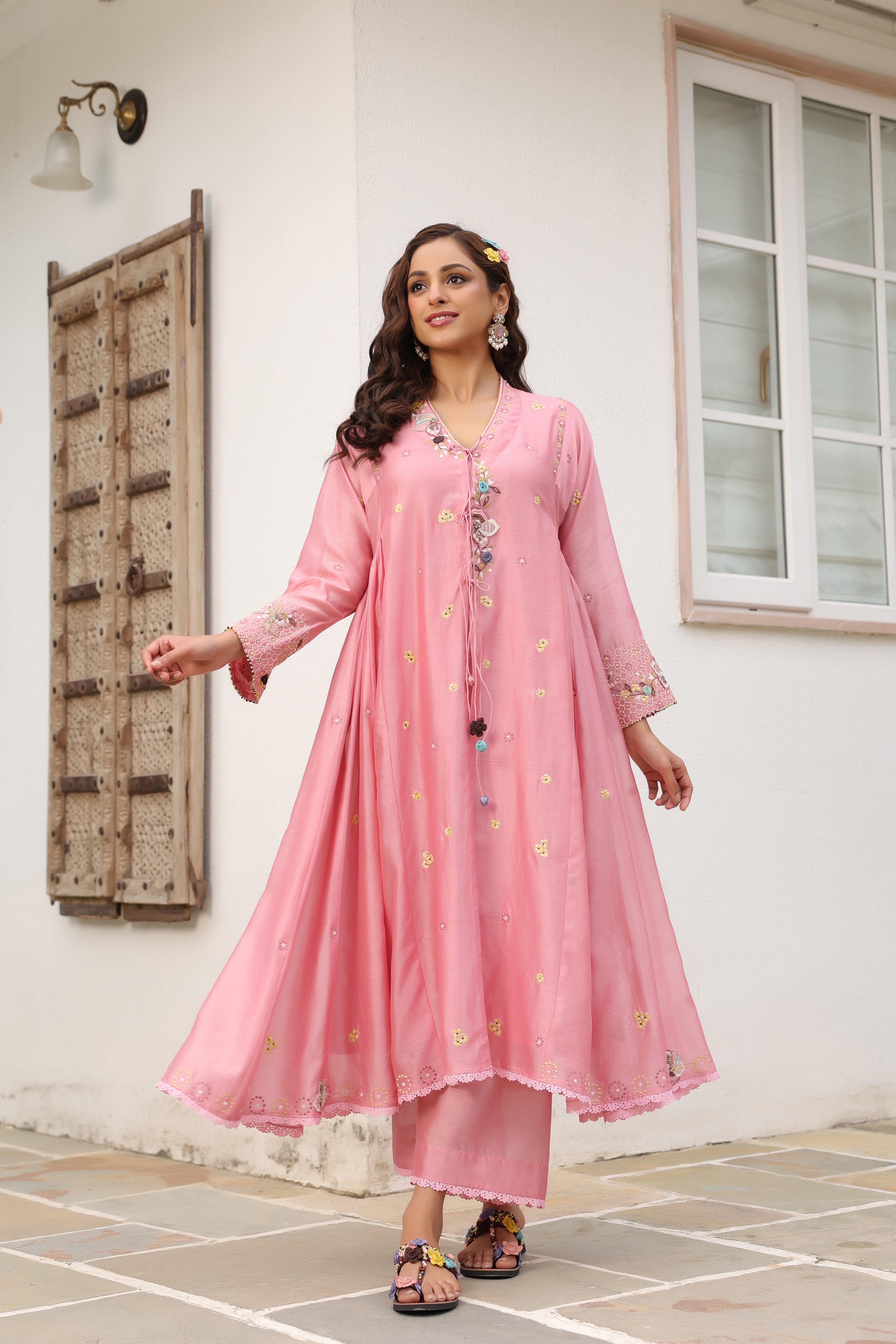 Pink Kalidaar Reet Kurta Set