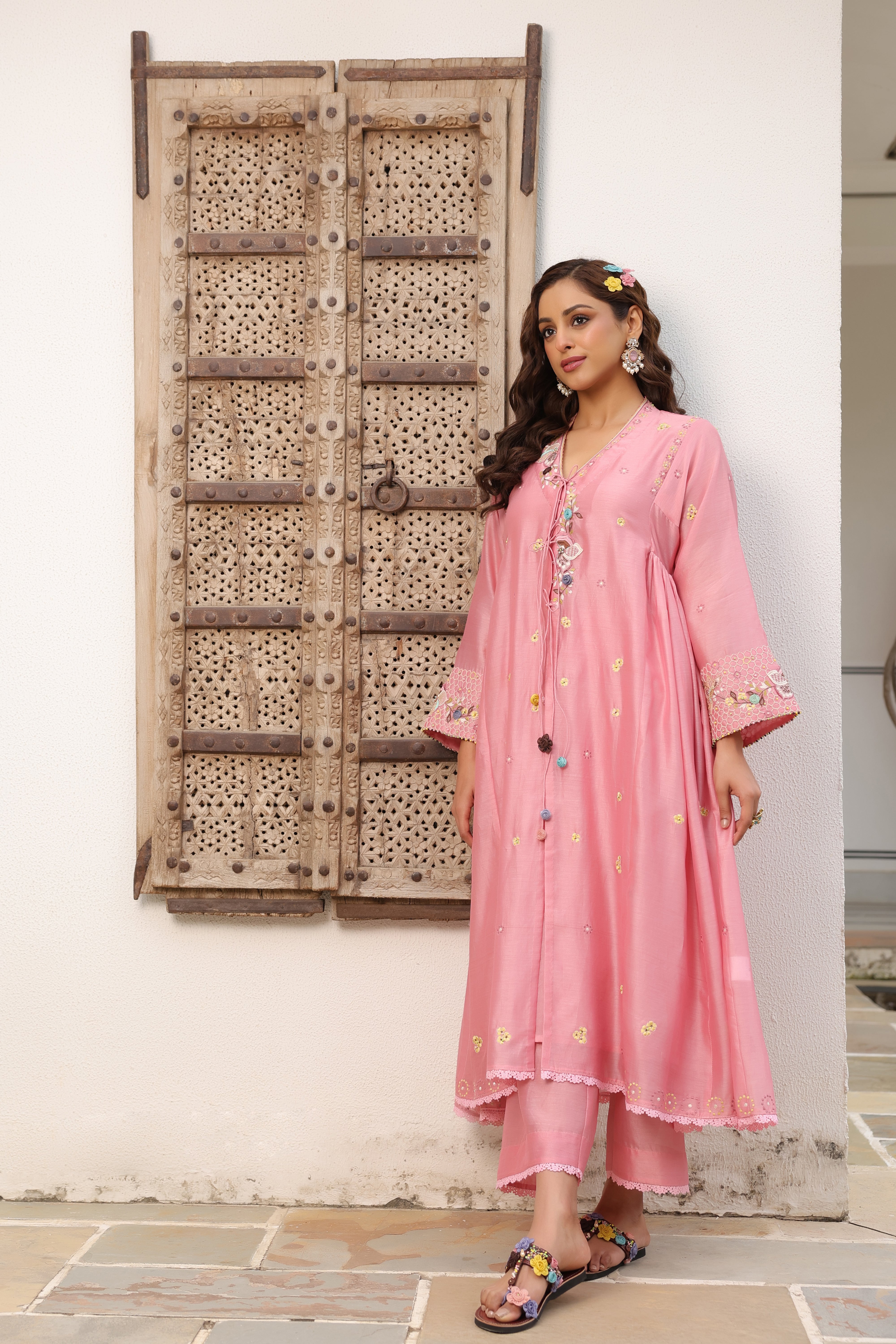 Pink Kalidaar Reet Kurta Set