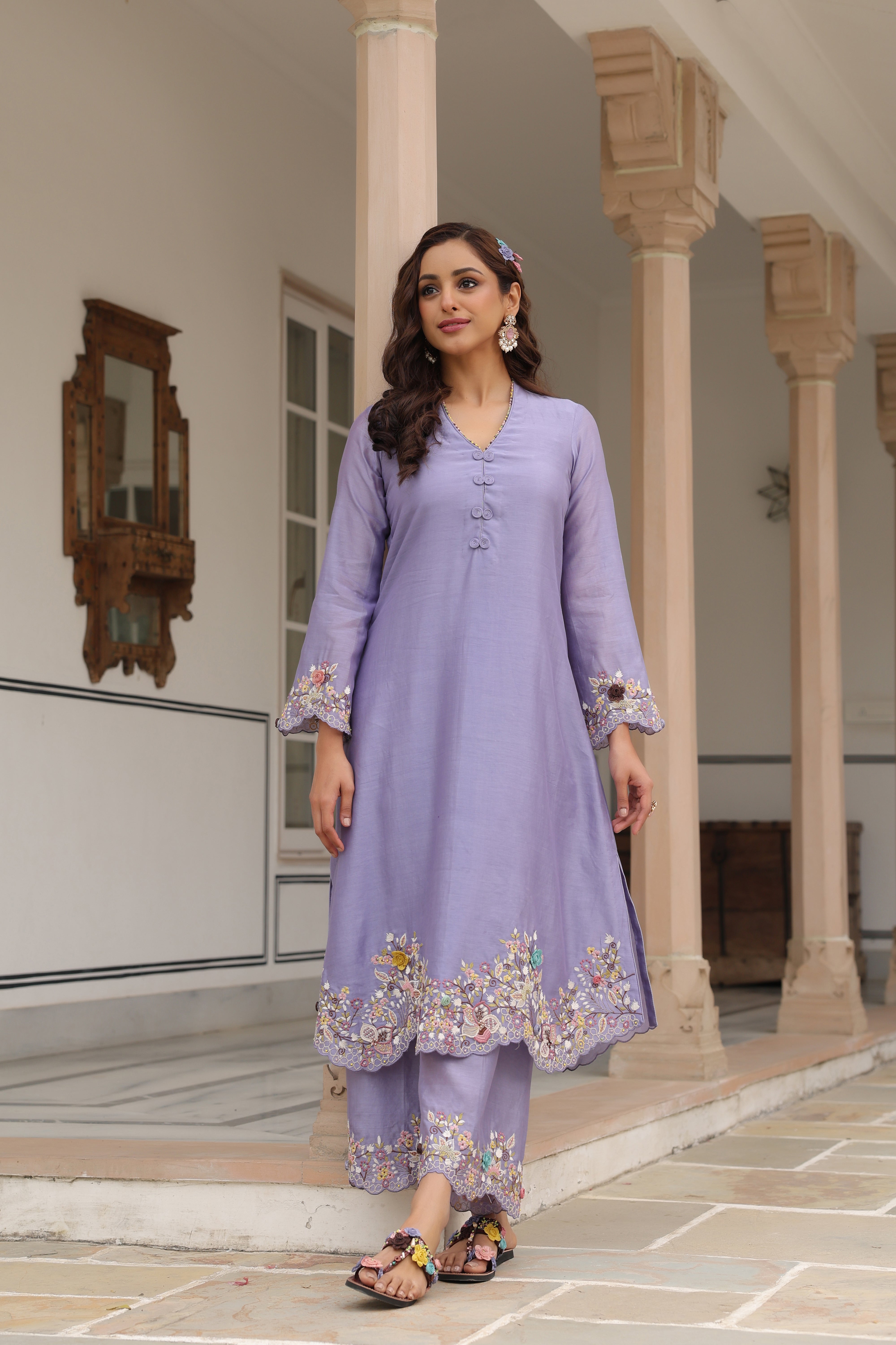 Lilac Scallop Reet Kurta Set