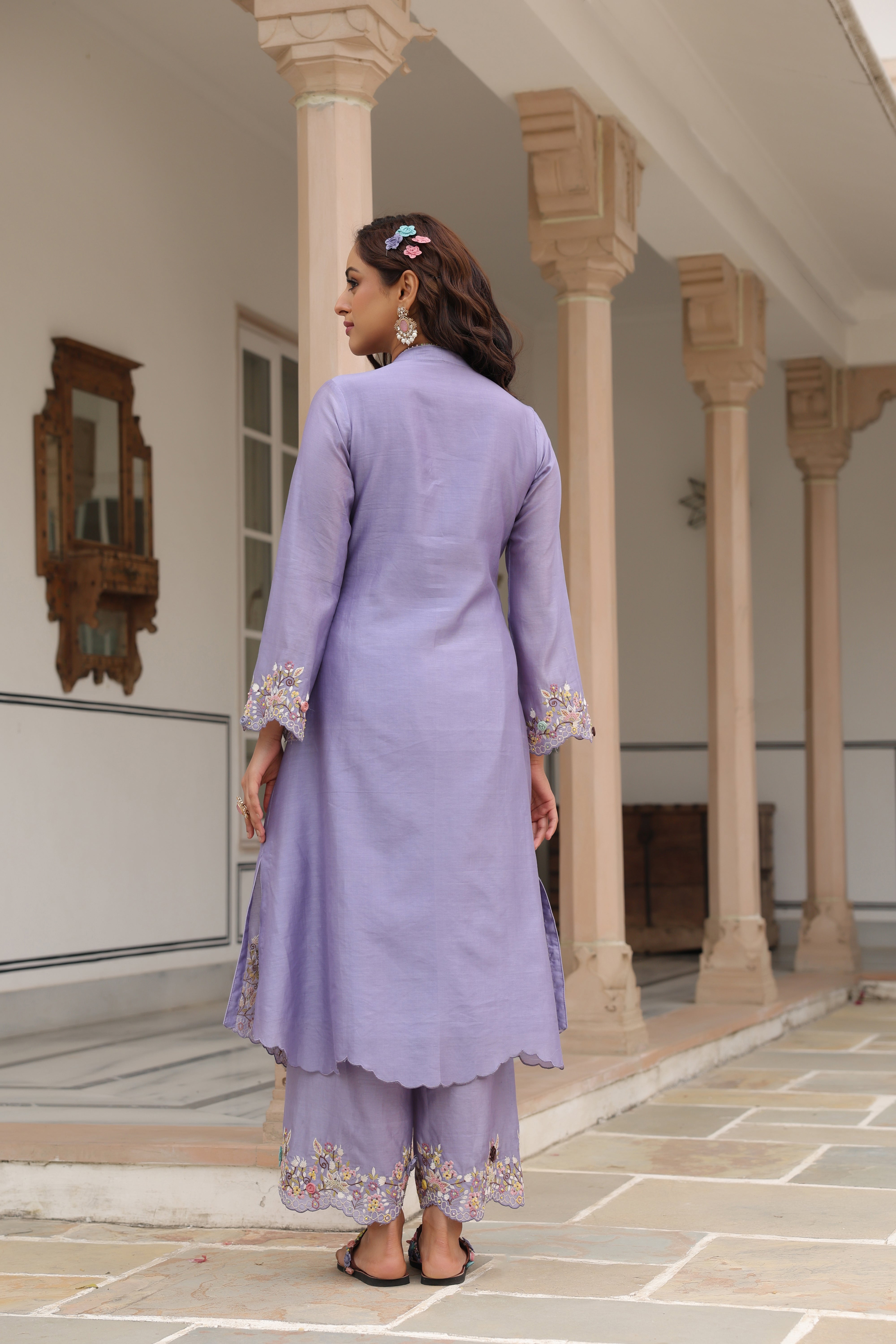 Lilac Scallop Reet Kurta Set