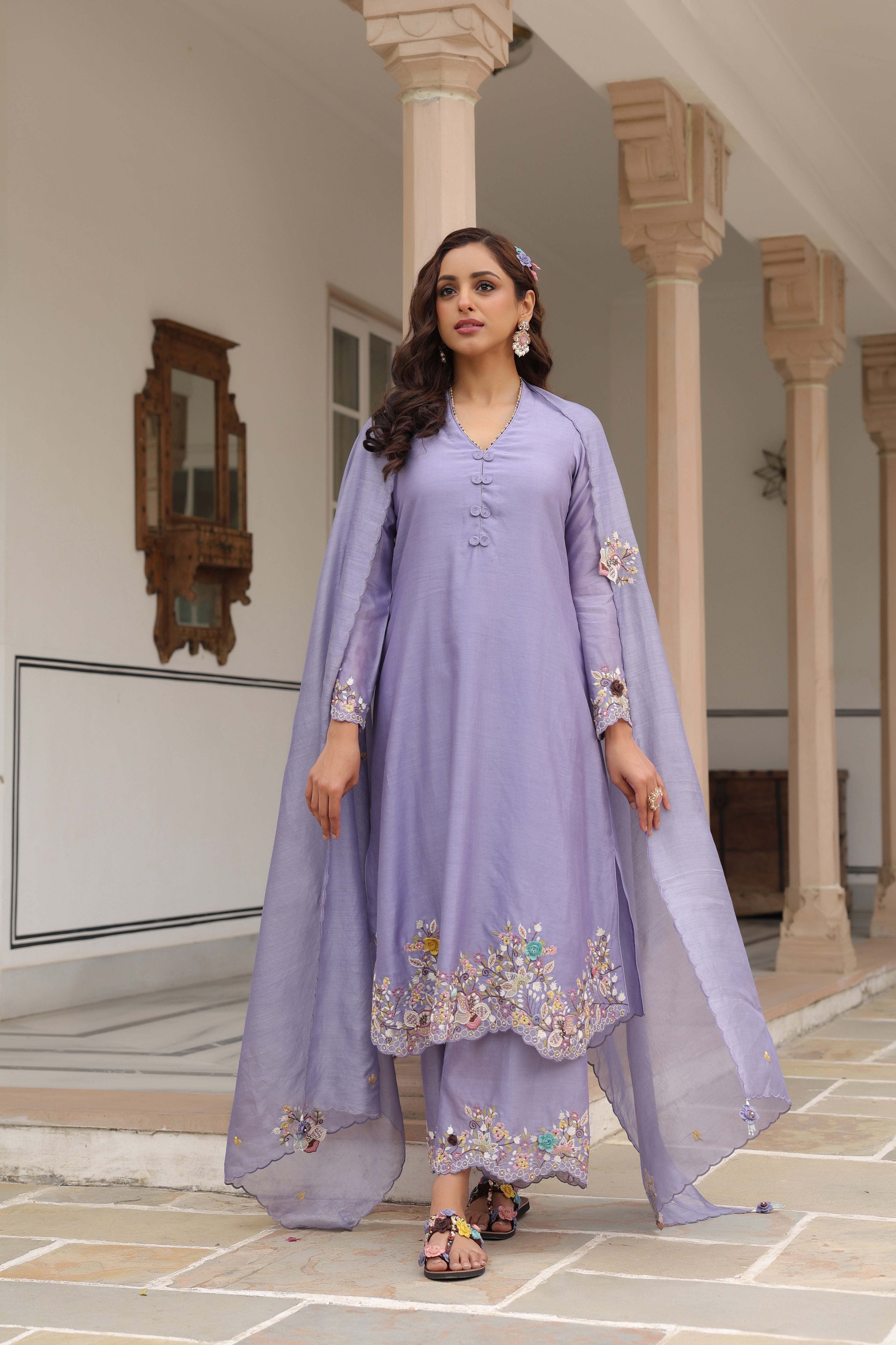 Lilac Scallop Reet Kurta Set