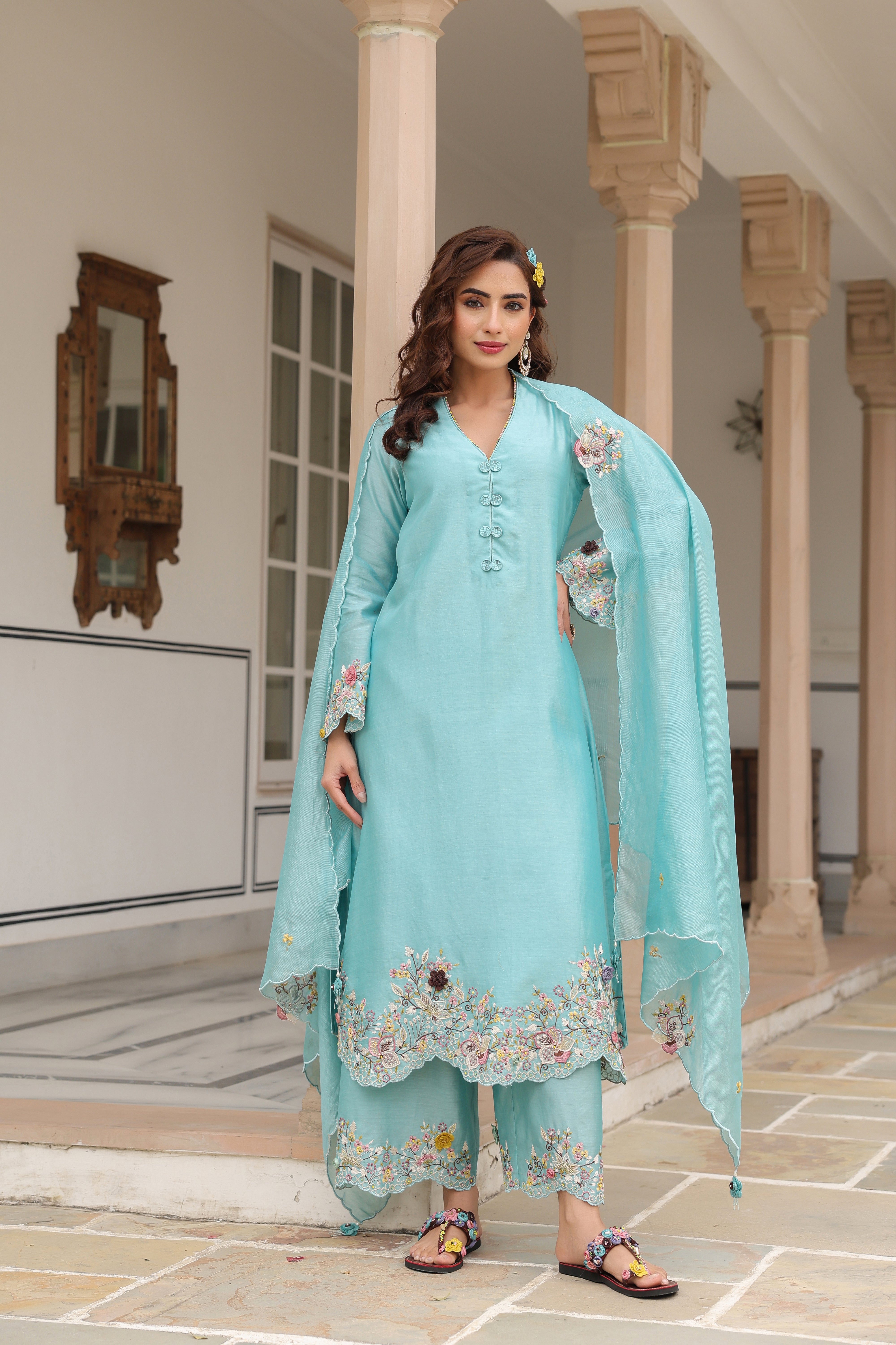 Blue Scallop Reet Kurta Set