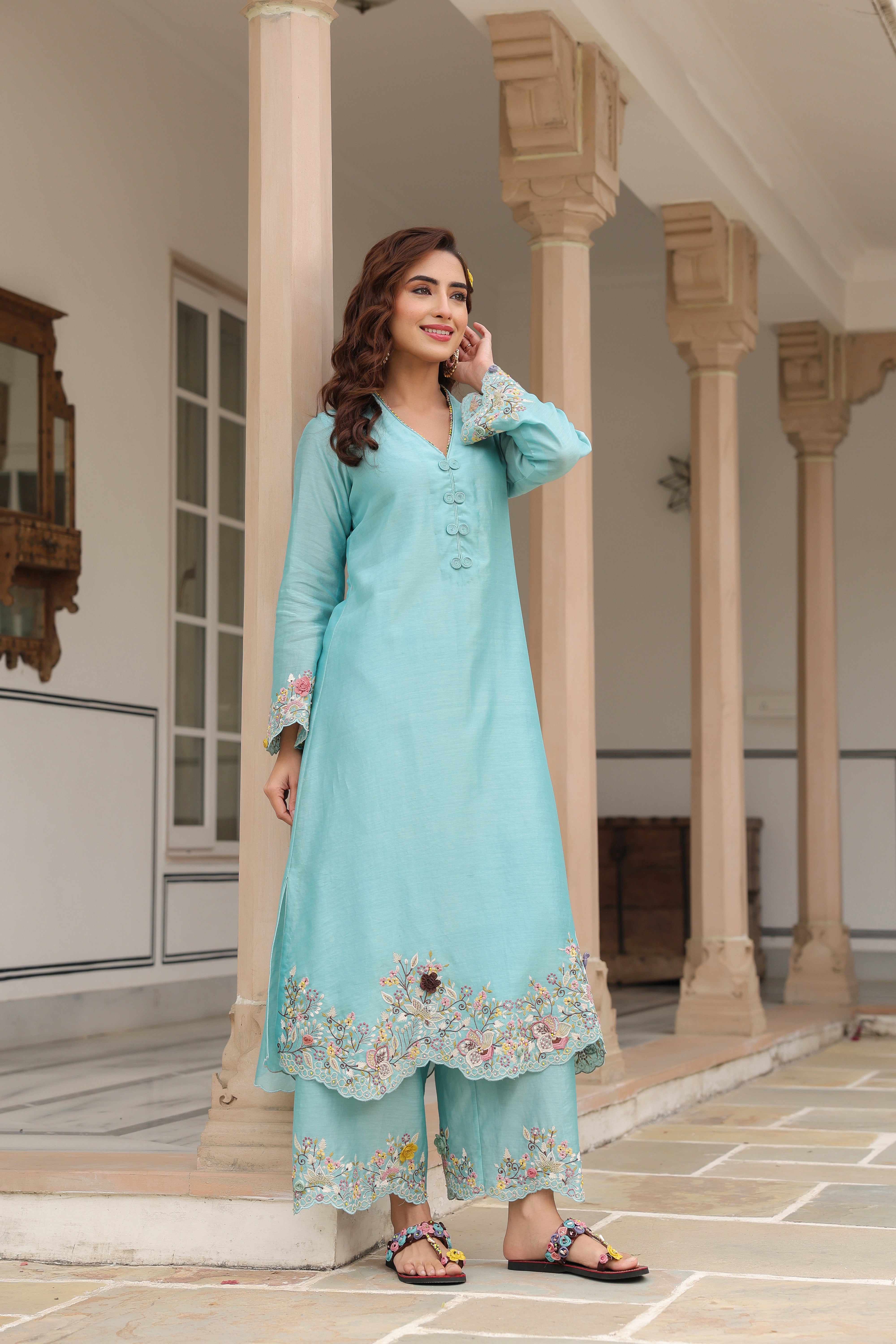 Blue Scallop Reet Kurta Set