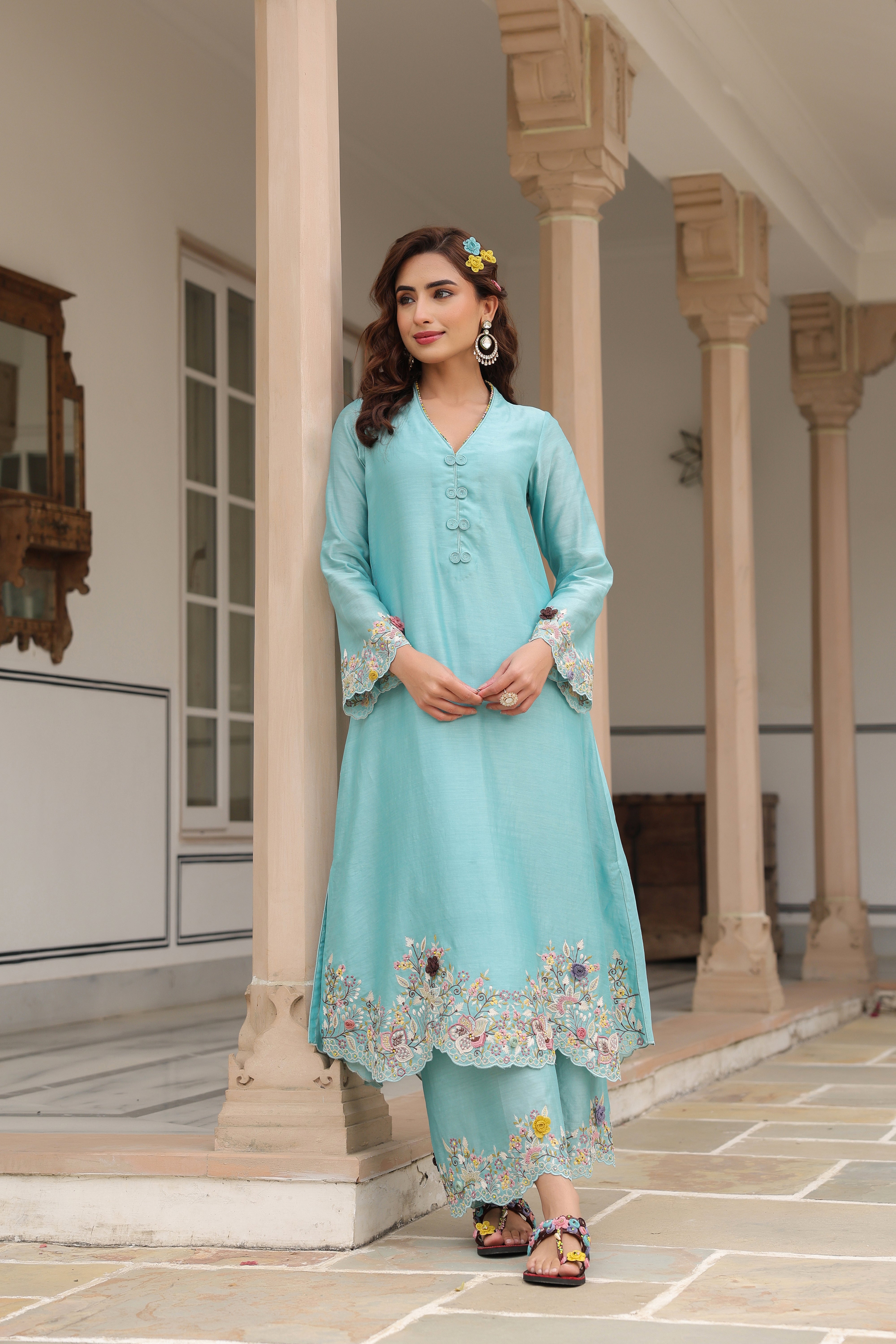 Blue Scallop Reet Kurta Set